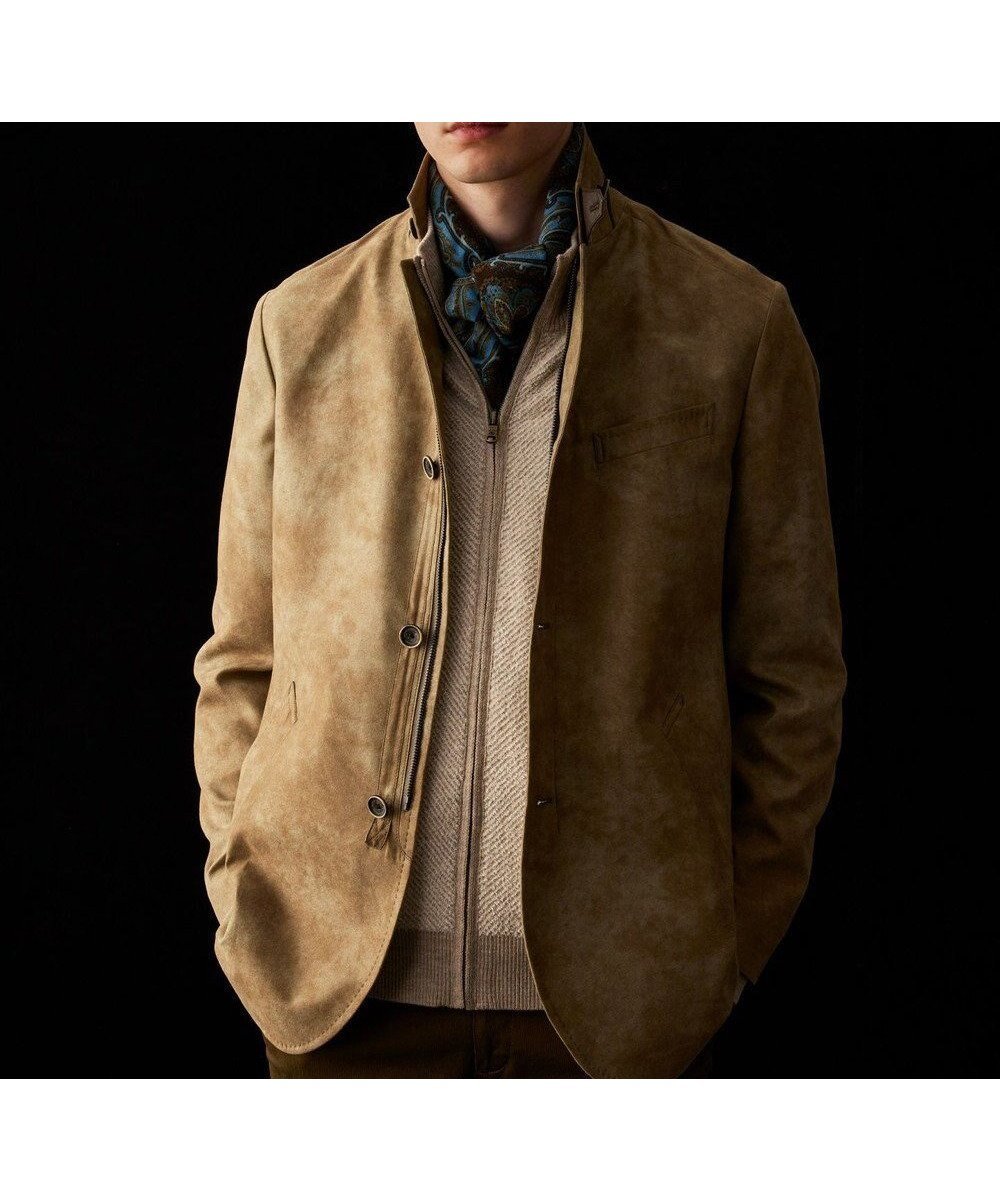 【ジョセフ アブード/JOSEPH ABBOUD / MEN】の【軽量/スウェードタッチ/撥水】ライトスウェード ジャケット インテリア・キッズ・メンズ・レディースファッション・服の通販 founy(ファニー) 　ファッション　Fashion　メンズファッション　Fashion for Men　アウター　Men's Coats Outerwear　ブルゾンジャケット / カジュアルアウター　Bomber Jackets & Blousons　ウォーター　Water　クラシック　Classic, Timeless Style　軽量　Lightweight, Ultra Light　ジャケット　Jacket, Outerwear　定番　Standard, Basic Item　ブルゾン　Blouson, Bomber Jacket　プリント　Print, Printed Pattern　プリーツ　Pleats, Pleated　ベロア　Velour, Soft Velvet　ポケット　Pocket, Pocket Detail　リアル　Real, Realistic　A/W・秋冬　Autumn/Winter　ベージュ系|ID: prp329100004693141 ipo3291000000033886761
