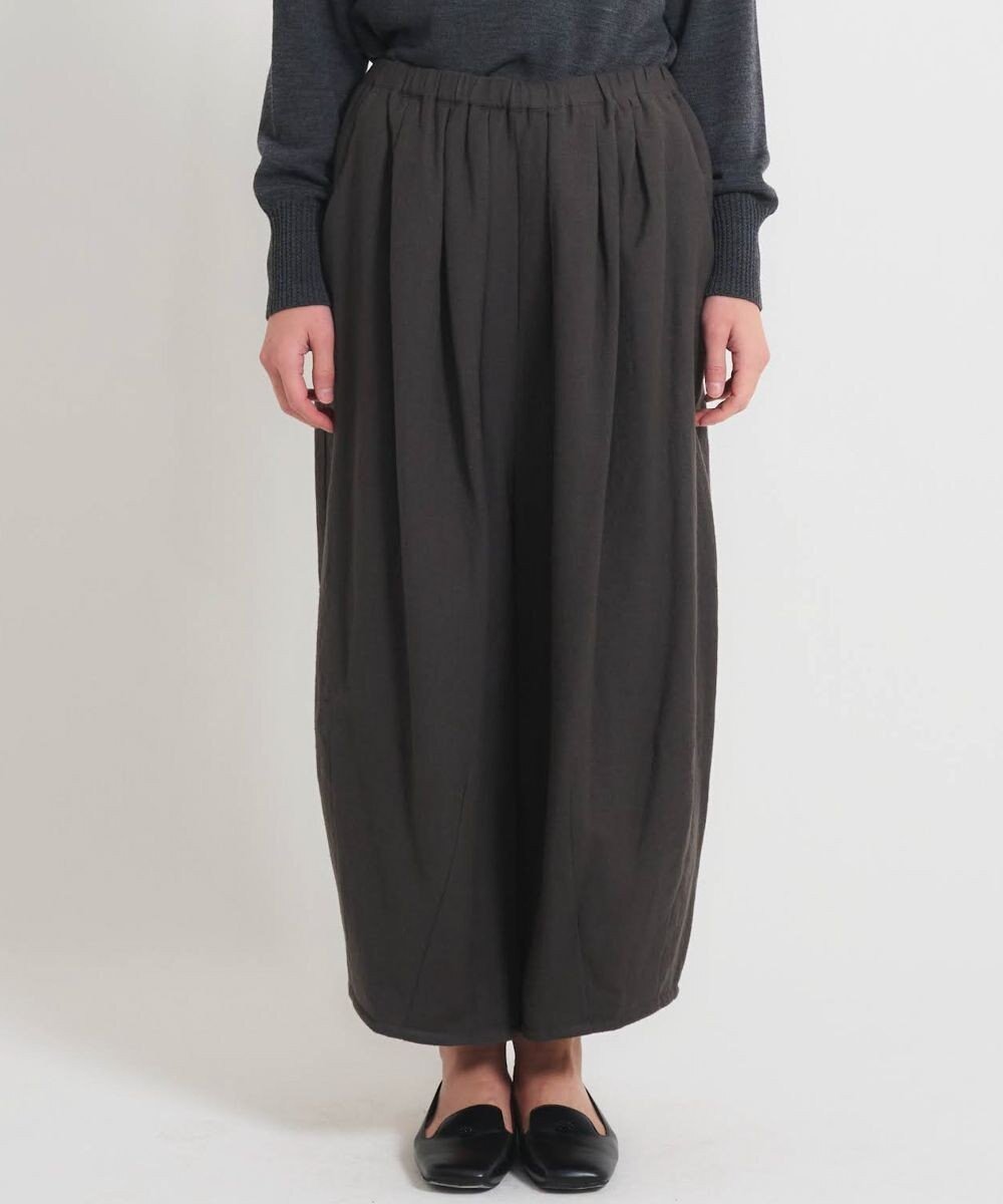 【ムーク/muuc】の〈軽やかな尾州産リネンウール〉裾タックワイドパンツ ロングシーズン 秋冬春 ウエストゴム有り ゆったりシルエット セットアップ可能 裏地有り インテリア・キッズ・メンズ・レディースファッション・服の通販 founy(ファニー) 　ファッション　Fashion　レディースファッション　Fashion for Women　セットアップ　Matching Sets　レディースパンツ・ボトムス　Pants & Trousers / Bottoms　春　Spring　キャンバス　Canvas, Canvas Fabric　セットアップ　Set-Up, Coordinated Outfit　定番　Standard, Basic Item　手編み　Hand-Knitted, Handmade Knit　人気　Popular, Best Seller　パターン　Pattern, Design Print　ボトム　Bottoms, Lower Wear　リネン　Linen, Linen Fabric　ロング　Long, Long-Length　ワイド　Wide, Wide Fit　A/W・秋冬　Autumn/Winter　再入荷　Restock / Back in Stock　ブラウン|ID: prp329100004693162 ipo3291000000035023250