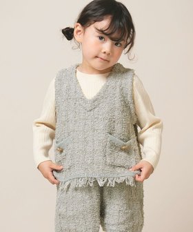 【アミアミ/AmiAmi / KIDS】の【洗濯機可】ツイード風ニットフリンジ付きベスト85cm~130cm 人気、トレンドファッション・服の通販 founy(ファニー) ファッション Fashion キッズファッション Fashion for Kids トップス・カットソー Cut & Sew Tops ショート Short, Short Length セットアップ Set-Up, Coordinated Outfit ツイード Twill, Twill Weave フリンジ Fringe, Tassel ベスト Vest, Waistcoat ポケット Pocket, Pocket Detail A/W・秋冬 Autumn/Winter S/S・春夏 SS, Spring/Summer, Warm Season おすすめ Recommended / Our Picks 夏 Summer エレガント 上品 Elegant ギフト プレゼント Gift / Present |ID:prp329100004694322
