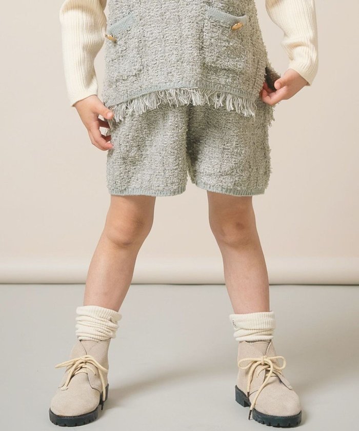 【アミアミ/AmiAmi / KIDS】の【洗濯機可/UNISEX】ツイード風ニットショートパンツ85cm～130cm インテリア・キッズ・メンズ・レディースファッション・服の通販 founy(ファニー) https://founy.com/ ファッション Fashion キッズファッション Fashion for Kids ボトムス Bottoms ショート Short, Short Length セットアップ Set-Up, Coordinated Outfit ツイード Twill, Twill Weave フォーマル Formal, Dressy フリンジ Fringe, Tassel ベスト Vest, Waistcoat ユニセックス Unisex, Genderless A/W・秋冬 Autumn/Winter S/S・春夏 SS, Spring/Summer, Warm Season 夏 Summer エレガント 上品 Elegant |ID: prp329100004694325 ipo3291000000034018453