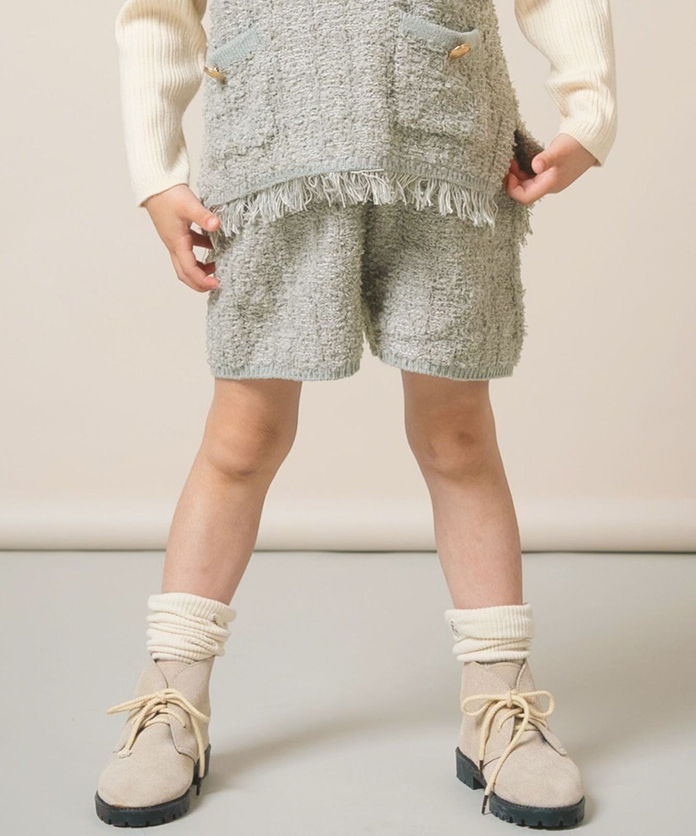 【アミアミ/AmiAmi / KIDS】の【洗濯機可/UNISEX】ツイード風ニットショートパンツ85cm～130cm インテリア・キッズ・メンズ・レディースファッション・服の通販 founy(ファニー) 　ファッション　Fashion　キッズファッション　Fashion for Kids　ボトムス　Bottoms　ショート　Short, Short Length　セットアップ　Set-Up, Coordinated Outfit　ツイード　Twill, Twill Weave　フォーマル　Formal, Dressy　フリンジ　Fringe, Tassel　ベスト　Vest, Waistcoat　ユニセックス　Unisex, Genderless　A/W・秋冬　Autumn/Winter　S/S・春夏　SS, Spring/Summer, Warm Season　夏　Summer　エレガント 上品　Elegant　グレー|ID: prp329100004694325 ipo3291000000034018454