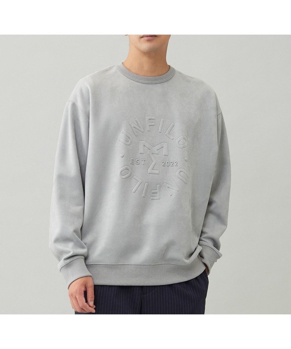 【アンフィーロ/UNFILO / MEN】の【洗える】クリーンスエード エンボスロゴ クルー インテリア・キッズ・メンズ・レディースファッション・服の通販 founy(ファニー) 　ファッション　Fashion　レディースファッション　Fashion for Women　トップス・カットソー　Cut & Sew Tops　シャツ・ブラウス・オフィスカジュアル　Elegant Blouses & Button-Ups　ロングTシャツ・Tシャツ　Longline T-Shirts & Tees　カットソー・ベーシックTシャツ　Cut-and-Sewn Tops / Stretch Tees & Basics　ウォッシャブル　Machine Washable　ヴィンテージ　Vintage Style　洗える　Machine Washable　カットソー　Cut and Sewn Top　スウェット / スエット　Sweatshirt, Sweatwear　デニム　Denim, Jeans Material　A/W・秋冬　Autumn/Winter　新作・新入荷　New Arrivals / New In　おすすめ　Recommended / Our Picks　チャコール|ID: prp329100004694352 ipo3291000000033896560