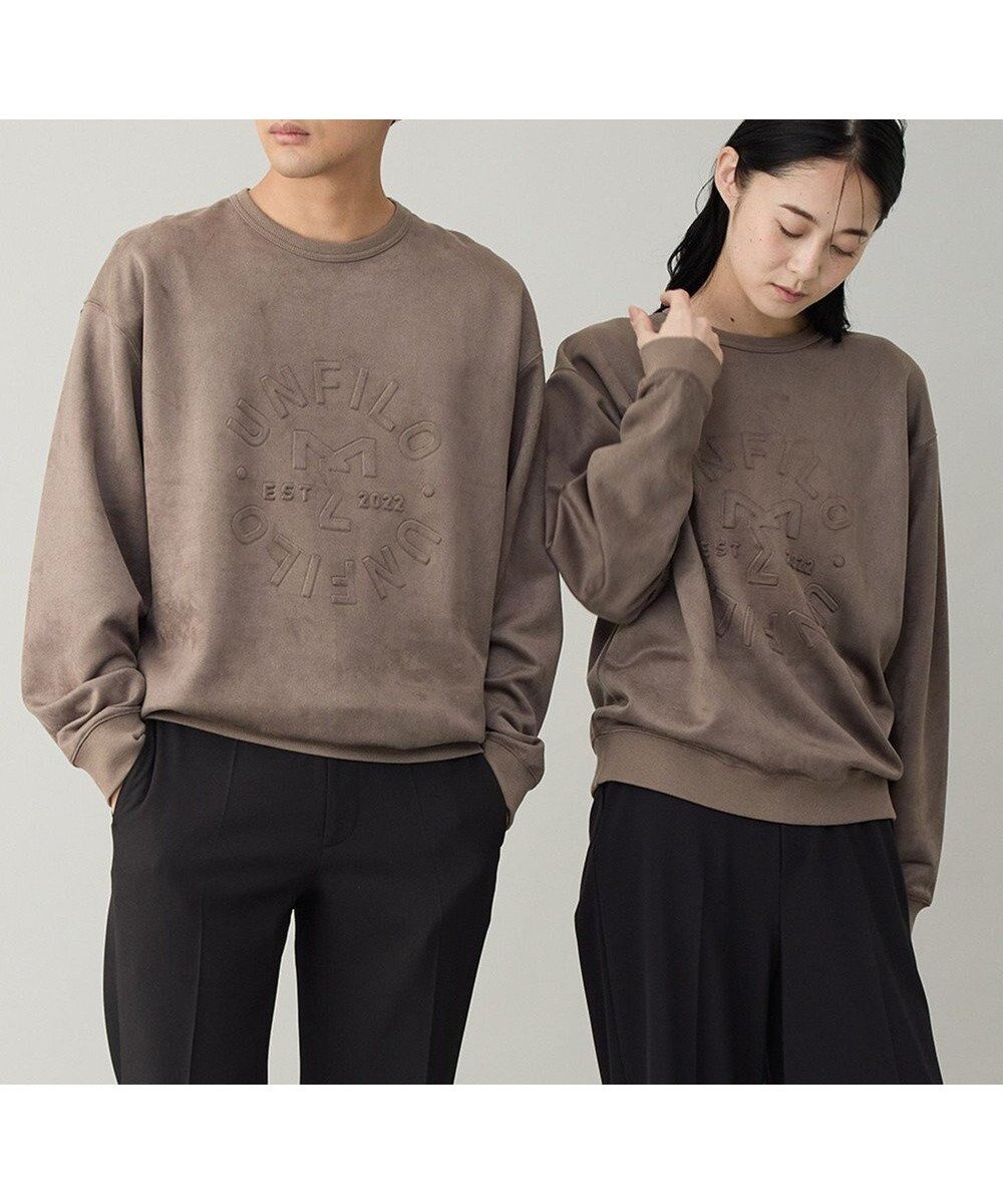【アンフィーロ/UNFILO / MEN】の【男女兼用】クリーンスエード エンボスロゴ クルー 人気、トレンドファッション・服の通販 founy(ファニー) 　ファッション　Fashion　レディースファッション　Fashion for Women　トップス・カットソー　Cut & Sew Tops　シャツ・ブラウス・オフィスカジュアル　Elegant Blouses & Button-Ups　ロングTシャツ・Tシャツ　Longline T-Shirts & Tees　カットソー・ベーシックTシャツ　Cut-and-Sewn Tops / Stretch Tees & Basics　おすすめ　Recommended / Our Picks　ウォッシャブル　Machine Washable　カットソー　Cut and Sewn Top　スウェット / スエット　Sweatshirt, Sweatwear　デニム　Denim, Jeans Material　ヴィンテージ　Vintage Style　A/W・秋冬　Autumn/Winter　 other-1|ID: prp329100004694352 ipo3291000000035808583
