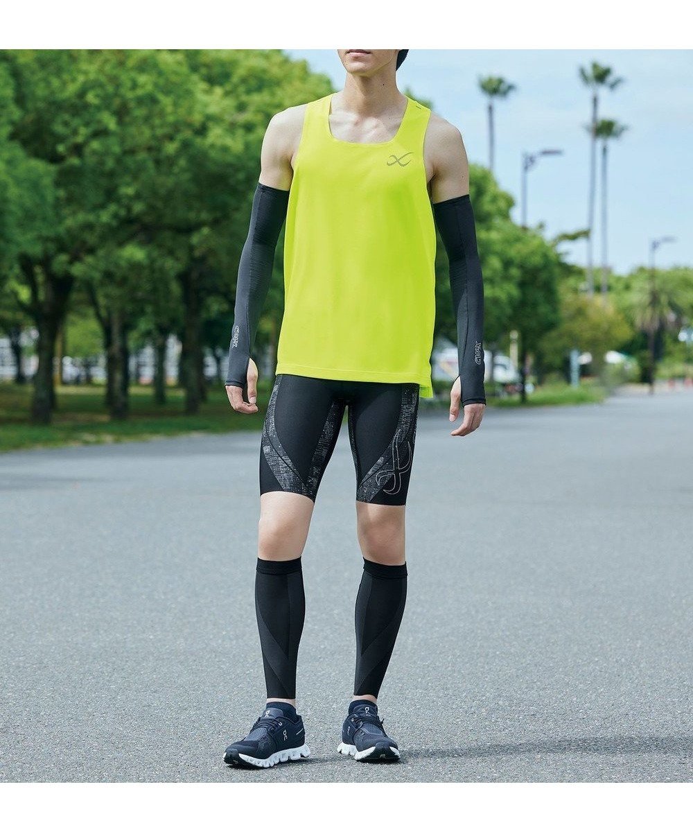 【シーダブリューエックス/CW-X / MEN】の【MEN】 CW-X トップス 【薄軽ランニングシャツ】 ノースリーブ タンクトップ スクエアネック 吸汗速乾性(本体) メンズ DLO180 /ワコール インテリア・キッズ・メンズ・レディースファッション・服の通販 founy(ファニー) 　ファッション　Fashion　メンズファッション　Fashion for Men　トップス・カットソー　Cut & Sew Tops　メンズシャツ　Shirts　ノースリーブトップス　Sleeveless Tops　スクエア　Square, Square Shape　スリット　Slit, Slit Detail　タンク　Tank Top, Sleeveless Top　ノースリーブ　Sleeveless, No-Sleeve　プリント　Print, Printed Pattern　メンズ　Men's, Menswear　ランニング　Running, Running Wear, Activewear, Jogging　イエロー|ID: prp329100004694359 ipo3291000000033896590