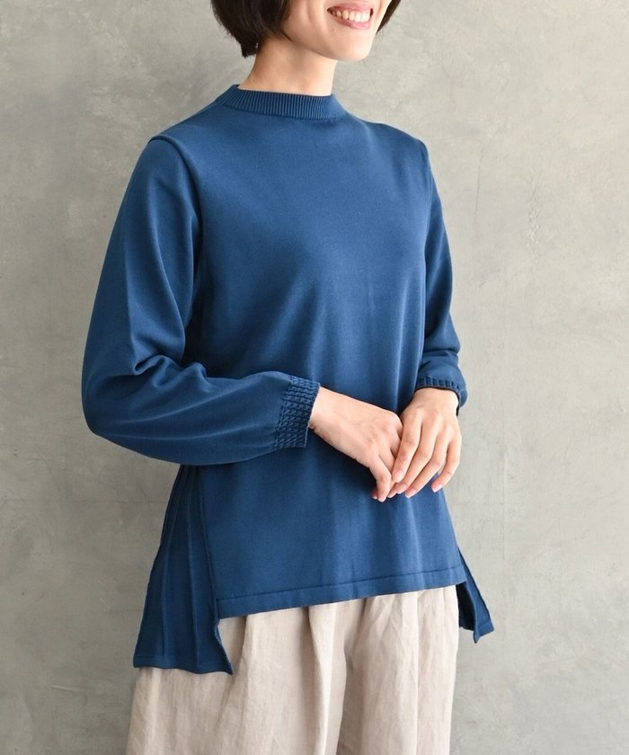 【ムーク/muuc】の〈コットン100%強撚糸〉〈通気性が高いドライタッチな素材〉袖口ケーブル模様編み フレアーシルエット後ろプリーツ ハイネックプルオーバー インテリア・キッズ・メンズ・レディースファッション・服の通販 founy(ファニー) https://founy.com/ ファッション Fashion レディースファッション Fashion for Women トップス・カットソー Cut & Sew Tops ニット Knit Tops & Sweaters カジュアルプルオーバー・ニットトップス Pullovers & Knit Tops / Casual Pullovers 春 Spring キャンバス Canvas, Canvas Fabric セーター Sweater, Knitwear 手編み Hand-Knitted, Handmade Knit ハイネック High Neck, Mock Neck パターン Pattern, Design Print フレア Flare, Flared プリーツ Pleats, Pleated S/S・春夏 SS, Spring/Summer, Warm Season 再入荷 Restock / Back in Stock 夏 Summer エレガント 上品 Elegant |ID: prp329100004694368 ipo3291000000034767586