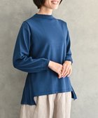 【ムーク/muuc】の〈コットン100%強撚糸〉〈通気性が高いドライタッチな素材〉袖口ケーブル模様編み フレアーシルエット後ろプリーツ ハイネックプルオーバー ブルー|ID: prp329100004694368 ipo3291000000034767587