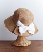 【アンドウール/AND WOOL】の〈UVカット加工〉〈軽くて折りたためる〉ジャカートリボンの帽子 ベージュ ホワイト|ID: prp329100004694375 ipo3291000000034264430