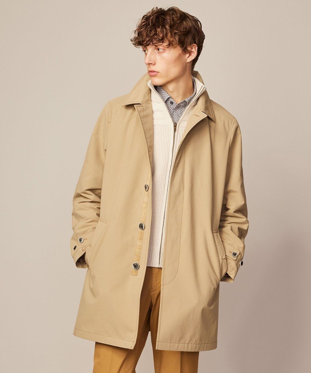 【ジョセフ アブード/JOSEPH ABBOUD / MEN】の【サスティナブル素材/JAPANファブリック/撥水加工/マルチシーン対応】キューブテックス ステンカラー コート インテリア・キッズ・メンズ・レディースファッション・服の通販 founy(ファニー) 　ファッション　Fashion　メンズファッション　Fashion for Men　アウター　Men's Coats Outerwear　ジャケット　Jacket, Outerwear　ファブリック　Fabric, Textile　プリント　Print, Printed Pattern　夏　Summer　春　Spring　S/S・春夏　SS, Spring/Summer, Warm Season　キャメル系|ID: prp329100004695503 ipo3291000000033906495