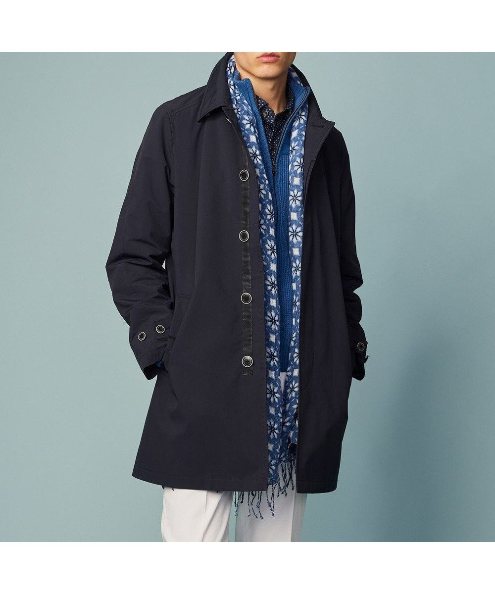 【ジョセフ アブード/JOSEPH ABBOUD / MEN】の【サスティナブル素材/JAPANファブリック/撥水加工/マルチシーン対応】キューブテックス ステンカラー コート インテリア・キッズ・メンズ・レディースファッション・服の通販 founy(ファニー) 　ファッション　Fashion　メンズファッション　Fashion for Men　アウター　Men's Coats Outerwear　ジャケット　Jacket, Outerwear　ファブリック　Fabric, Textile　プリント　Print, Printed Pattern　夏　Summer　春　Spring　S/S・春夏　SS, Spring/Summer, Warm Season　ネイビー系|ID: prp329100004695503 ipo3291000000033906496