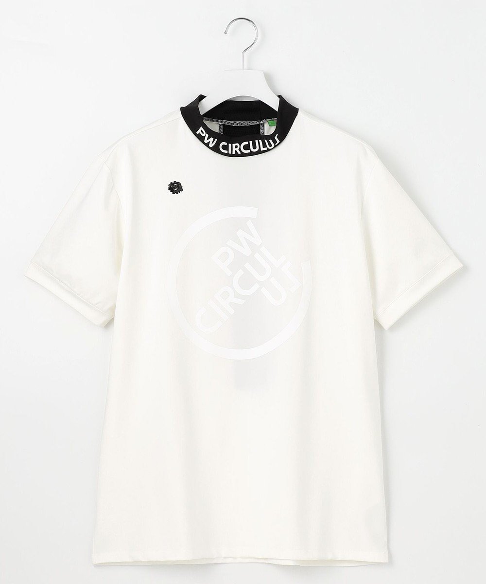 【ピーダブリュサーキュラス/PW CIRCULUS / MEN】の【UVカット / 吸水速乾 / 伸縮性抜群】【MEN】バックメッシュ切り替えモックT インテリア・キッズ・メンズ・レディースファッション・服の通販 founy(ファニー) 　ファッション　Fashion　メンズファッション　Fashion for Men　トップス・カットソー　Cut & Sew Tops　メンズシャツ　Shirts　春　Spring　カットソー　Cut and Sewn Top　吸水　Absorbent, Quick-Dry　サークル　Circle, Round Design　ストレッチ　Stretch, Stretchy Fabric　トレンド　Trend, Trending Now　人気　Popular, Best Seller　プリント　Print, Printed Pattern　メッシュ　Mesh, Net Fabric　S/S・春夏　SS, Spring/Summer, Warm Season　おすすめ　Recommended / Our Picks　夏　Summer　ゴルフ　Golf　ホワイト系|ID: prp329100004695518 ipo3291000000033906558
