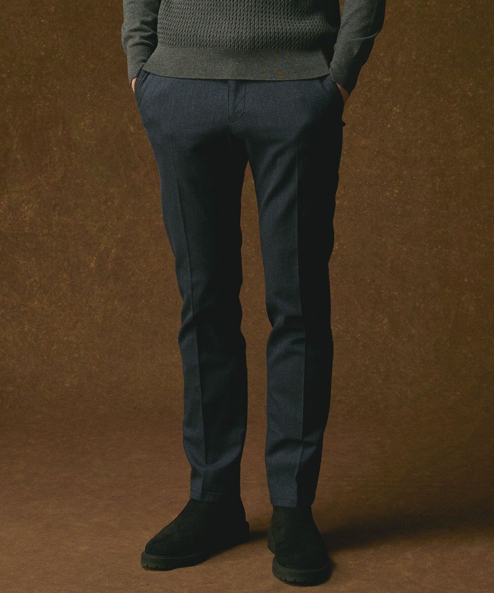 【ジョセフ アブード/JOSEPH ABBOUD / MEN】の【ウエストも伸びる!オーガニックコットン使用】ムリネへリンボンストレッチ パンツ インテリア・キッズ・メンズ・レディースファッション・服の通販 founy(ファニー) 　ファッション　Fashion　メンズファッション　Fashion for Men　ボトムス　Bottoms　ジャケット　Jacket, Outerwear　ストレート　Straight, Straight Cut　スリム　Slim, Slim Fit　A/W・秋冬　Autumn/Winter　新作・新入荷　New Arrivals / New In　おすすめ　Recommended / Our Picks　エレガント 上品　Elegant　ネイビー系|ID: prp329100004695530 ipo3291000000033906602