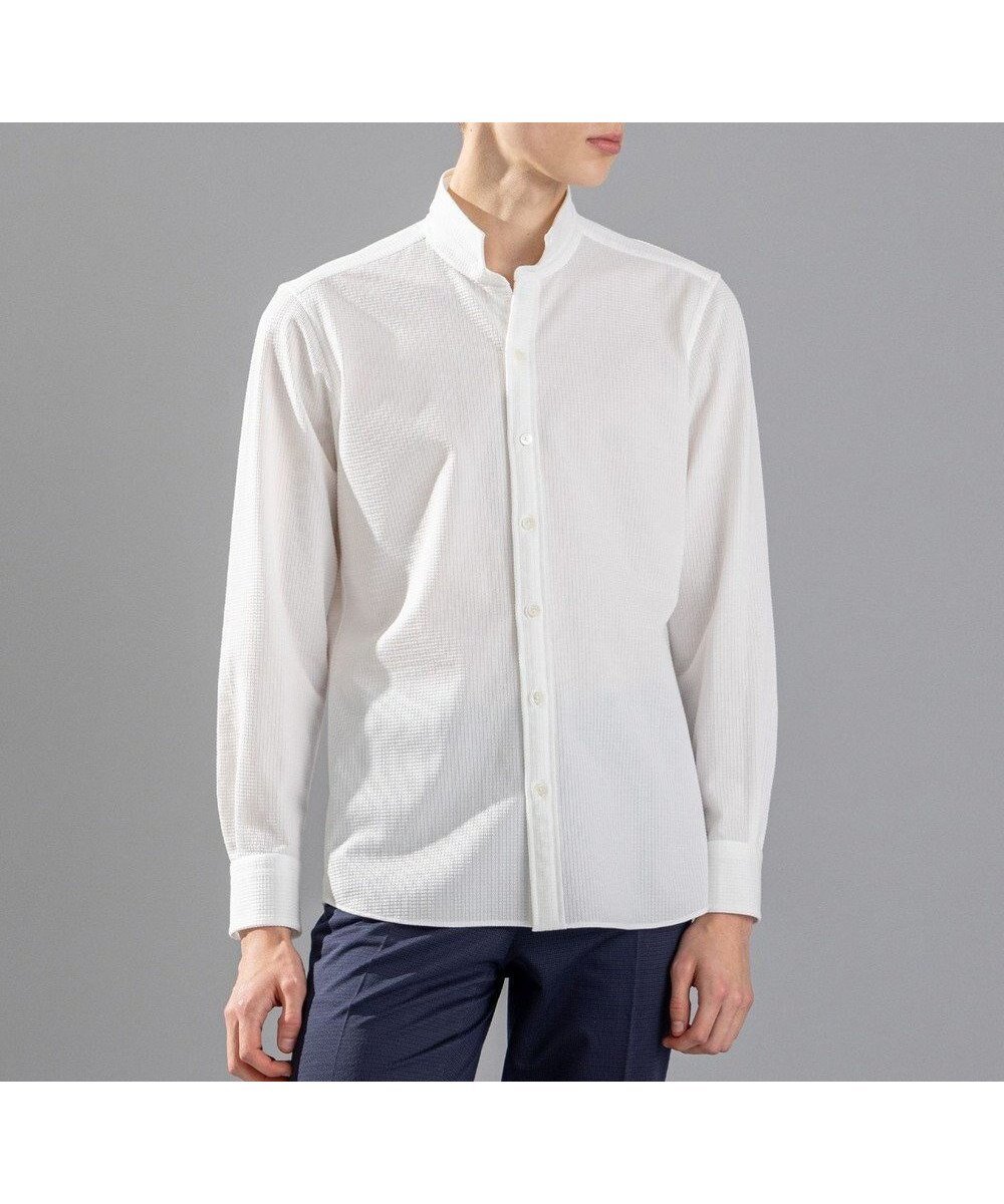 【ジョゼフ オム/JOSEPH HOMME / MEN】のコンフォートクリアギンガム ウイングカラーシャツ インテリア・キッズ・メンズ・レディースファッション・服の通販 founy(ファニー) 　ファッション　Fashion　メンズファッション　Fashion for Men　トップス・カットソー　Cut & Sew Tops　メンズシャツ　Shirts　シェイプ　Shape, Slim Fit　ストレッチ　Stretch, Stretchy Fabric　夏　Summer　春　Spring　S/S・春夏　SS, Spring/Summer, Warm Season　無地　Plain, Solid Color　軽量　Lightweight, Ultra Light　長袖　Long Sleeve, Full Sleeve　ホワイト系|ID: prp329100004695533 ipo3291000000033906612