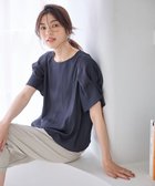 【エニー/ANY】の【洗濯機可】マットサテン袖タックブラウス ネイビー|ID: prp329100004695554 ipo3291000000033906700