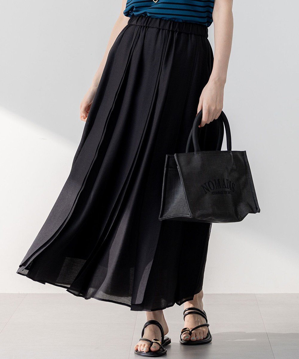 【23区/NIJYUSANKU】の【洗える】ソフトオーガンジー タック スカート インテリア・キッズ・メンズ・レディースファッション・服の通販 founy(ファニー) 　ファッション　Fashion　レディースファッション　Fashion for Women　スカート　Skirts　2025年　2025　2025春夏・S/S　Spring/Summer 2025 SS25　イエロー　Yellow　オーガンジー　Organza Fabric　シンプル　Simple, Minimal　ヴィンテージ　Vintage Style　エレガント 上品　Elegant　夏　Summer　春　Spring　S/S・春夏　SS, Spring/Summer, Warm Season　洗える　Machine Washable　ブラック系|ID: prp329100004695630 ipo3291000000034221360