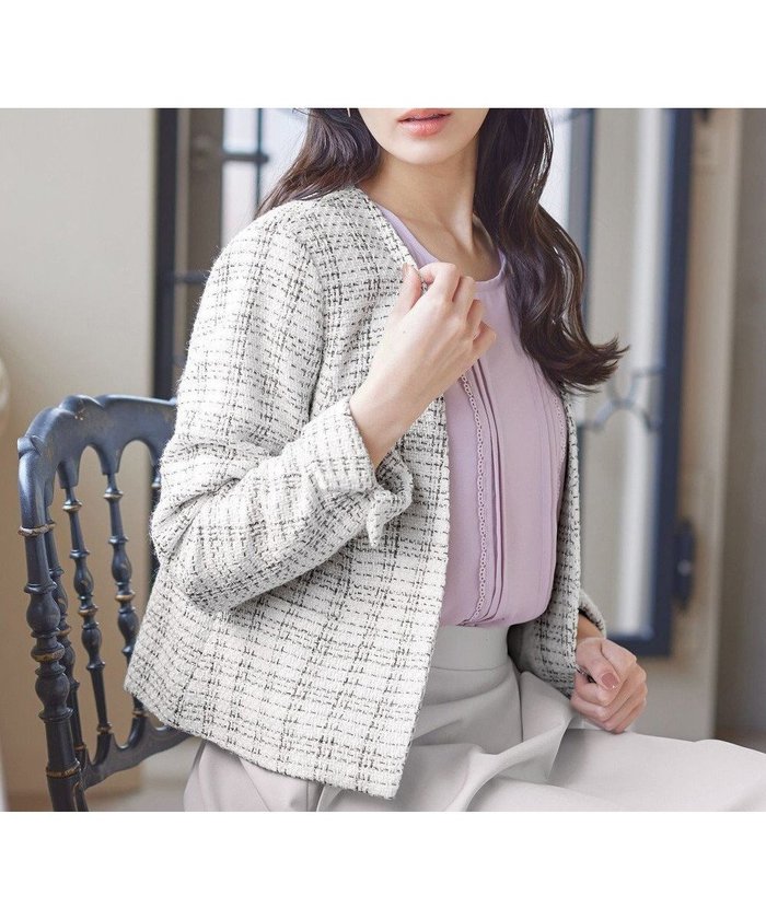 【ティアクラッセ/Tiaclasse】のラメチェックツイードジャケット インテリア・キッズ・メンズ・レディースファッション・服の通販 founy(ファニー) https://founy.com/ ファッション Fashion レディースファッション Fashion for Women アウター Coat / Outerwear Collection レディースジャケット・軽アウター Jackets ノーカラージャケット / シンプル上品コーデ Collarless Jackets おすすめ Recommended / Our Picks ジャケット Jacket, Outerwear セレモニー Ceremony チェック Check, Plaid, Tartan ラウンド Round, Round Neck 夏 Summer S/S・春夏 SS, Spring/Summer, Warm Season A/W・秋冬 Autumn/Winter ビジネス 仕事 通勤 Business / Work / Commuting |ID: prp329100004696837 ipo3291000000034274716