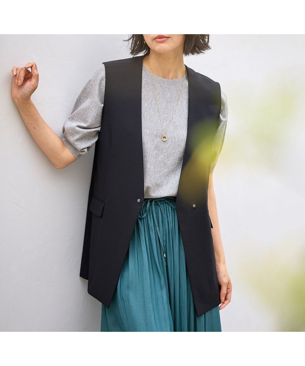 【エニー/ANY】の【セットアップ可能/UVケア/接触冷感/ストレッチ】イージーケアジレ インテリア・キッズ・メンズ・レディースファッション・服の通販 founy(ファニー) 　ファッション　Fashion　レディースファッション　Fashion for Women　アウター　Coat / Outerwear Collection　トップス・カットソー　Cut & Sew Tops　ベスト&ジレ / 重ね着スタイル　Vests & Gilets　セットアップ　Matching Sets　レディーストップス・ブラウス　Tops & Blouses / Assorted Women's Tops　キャミワンピース　Cami Dress, Slip Dress　ストレッチ　Stretch, Stretchy Fabric　セットアップ　Set-Up, Coordinated Outfit　ベスト　Vest, Waistcoat　ポケット　Pocket, Pocket Detail　吸水　Absorbent, Quick-Dry　夏　Summer　春　Spring　S/S・春夏　SS, Spring/Summer, Warm Season　ブラック|ID: prp329100004696843 ipo3291000000034192365