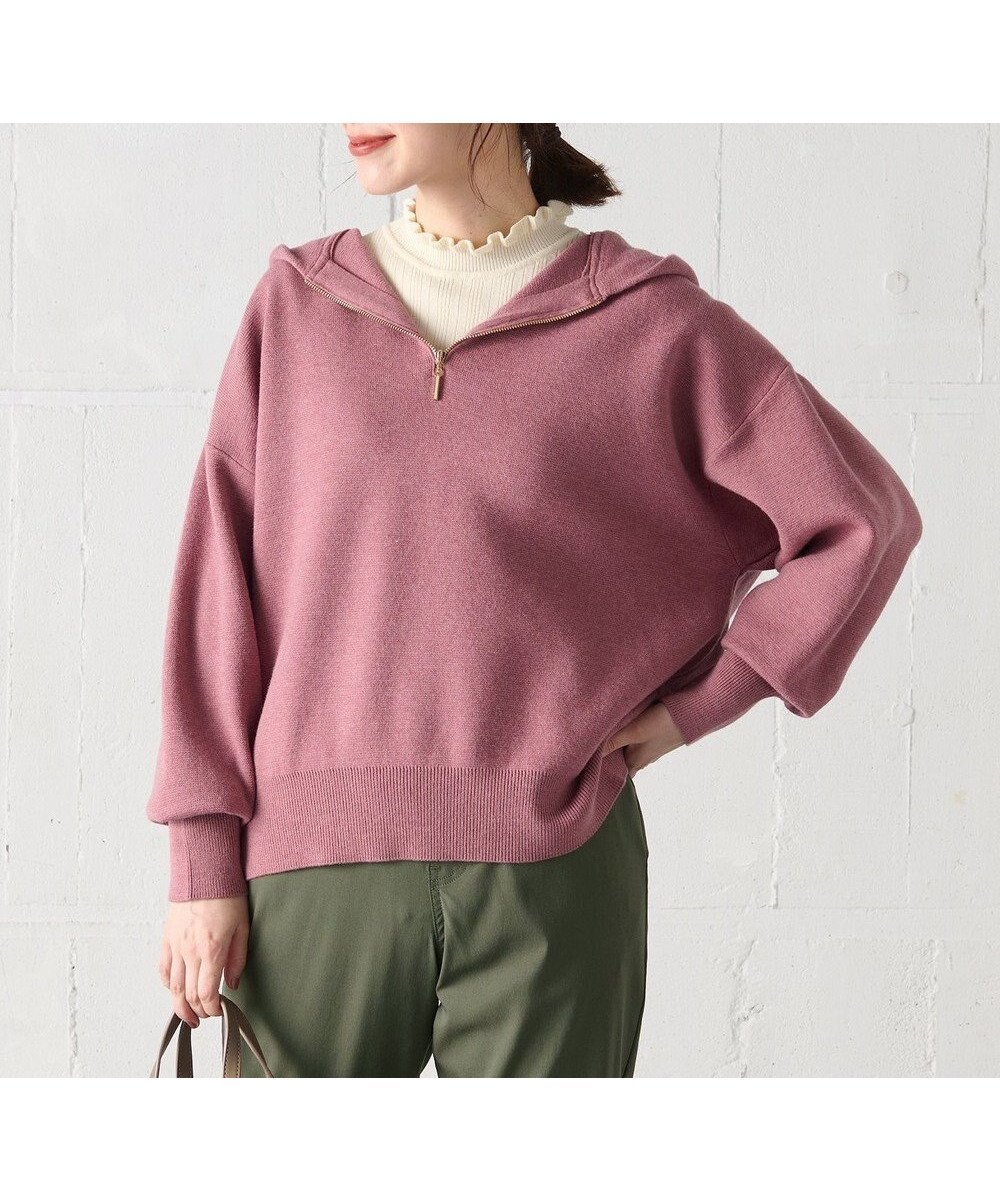 【エニー/ANY】の【洗濯機可】しあわせタッチハーフジップフーディー インテリア・キッズ・メンズ・レディースファッション・服の通販 founy(ファニー) ファッション Fashion レディースファッション Fashion for Women トップス・カットソー Cut & Sew Tops ニット Knit Tops & Sweaters おすすめ Recommended / Our Picks インナー Innerwear ストレッチ Stretch, Stretchy Fabric セーター Sweater, Knitwear タートルネック Turtleneck, High Neck ミラノリブ Milano Rib, Milano Stitch エレガント 上品 Elegant A/W・秋冬 Autumn/Winter ピンク|ID: prp329100004696848 ipo3291000000034295685