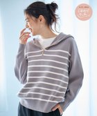 【エニー/ANY】の【洗濯機可】しあわせタッチハーフジップフーディー グレージュボーダー|ID: prp329100004696848 ipo3291000000034295686