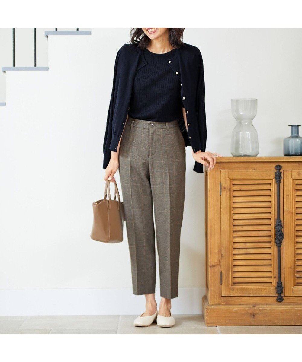 【エニー/ANY】の【ウエストゴム/ストレッチ/裏起毛】シークレットウォーム テーパードパンツ インテリア・キッズ・メンズ・レディースファッション・服の通販 founy(ファニー) 　ファッション　Fashion　レディースファッション　Fashion for Women　パンツ　Pants & Trousers　くるぶし　Ankle-Length　ストレッチ　Stretch, Stretchy Fabric　センター　Center, Center Line　ピーチ　Peach, Soft Touch　ポケット　Pocket, Pocket Detail　ミックス　Mix, Mixed Style　楽ちん　Easy Fit, Comfortable　ワイド　Wide, Wide Fit　A/W・秋冬　Autumn/Winter　ブラウングレンチェック|ID: prp329100004696849 ipo3291000000035644579