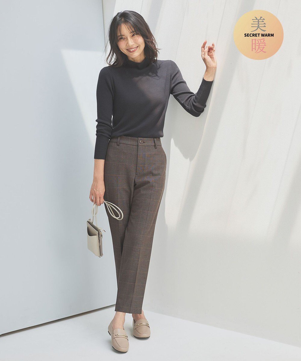 【エニー/ANY】の【ウエストゴム/リントラク加工/裏起毛/ストレッチ/洗濯機可能】シークレットウォーム テーパードパンツ インテリア・キッズ・メンズ・レディースファッション・服の通販 founy(ファニー) 　ファッション　Fashion　レディースファッション　Fashion for Women　パンツ　Pants & Trousers　ストレッチ　Stretch, Stretchy Fabric　センター　Center, Center Line　ピーチ　Peach, Soft Touch　フロント　Front, Front Design　ミックス　Mix, Mixed Style　ワイド　Wide, Wide Fit　楽ちん　Easy Fit, Comfortable　A/W・秋冬　Autumn/Winter　ブラウンチェック|ID: prp329100004696859 ipo3291000000033918163