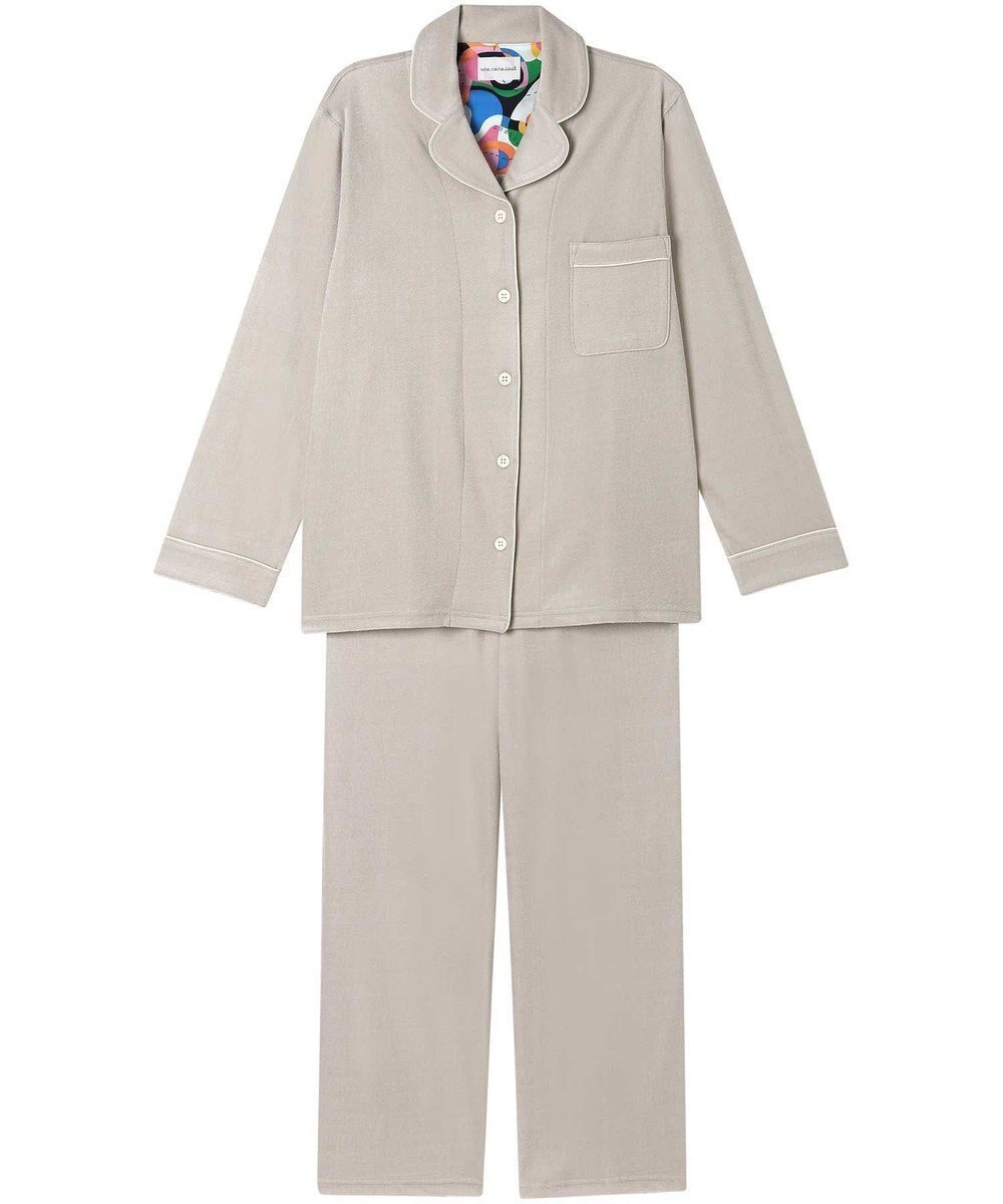 【ウンナナクール/une nana cool】のなめらかパイルパジャマ MADE WITH LIBERTY FABRIC インテリア・キッズ・メンズ・レディースファッション・服の通販 founy(ファニー) 　ファッション　Fashion　レディースファッション　Fashion for Women　なめらか　Smooth, Silky Texture　長袖　Long Sleeve, Full Sleeve　パイピング　Piping, Trim Design　パジャマ　Pajamas, Sleepwear　プリント　Print, Printed Pattern　ボトム　Bottoms, Lower Wear　ポケット　Pocket, Pocket Detail　リラックス　Relax, Relaxed Fit　おすすめ　Recommended / Our Picks　ベージュ|ID: prp329100004696875 ipo3291000000033918252