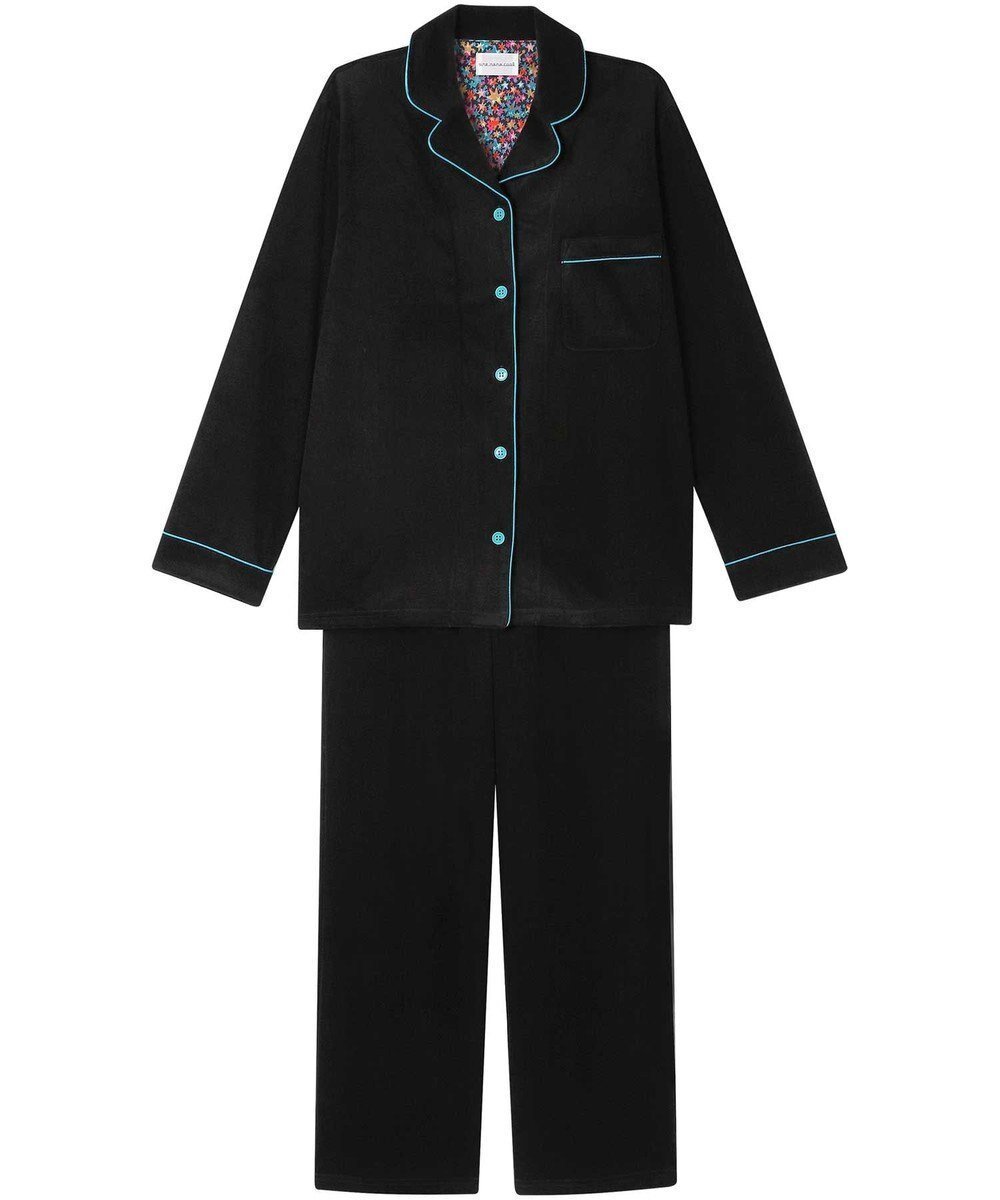 【ウンナナクール/une nana cool】のなめらかパイルパジャマ MADE WITH LIBERTY FABRIC インテリア・キッズ・メンズ・レディースファッション・服の通販 founy(ファニー) 　ファッション　Fashion　レディースファッション　Fashion for Women　なめらか　Smooth, Silky Texture　長袖　Long Sleeve, Full Sleeve　パイピング　Piping, Trim Design　パジャマ　Pajamas, Sleepwear　プリント　Print, Printed Pattern　ボトム　Bottoms, Lower Wear　ポケット　Pocket, Pocket Detail　リラックス　Relax, Relaxed Fit　おすすめ　Recommended / Our Picks　ブラック|ID: prp329100004696875 ipo3291000000033918253