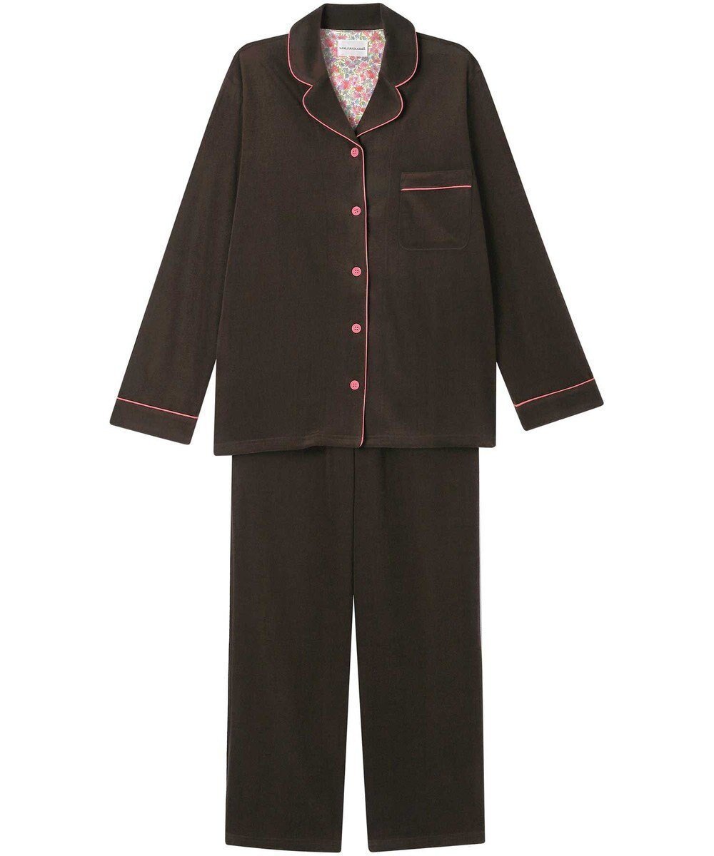 【ウンナナクール/une nana cool】のなめらかパイルパジャマ MADE WITH LIBERTY FABRIC インテリア・キッズ・メンズ・レディースファッション・服の通販 founy(ファニー) 　ファッション　Fashion　レディースファッション　Fashion for Women　なめらか　Smooth, Silky Texture　長袖　Long Sleeve, Full Sleeve　パイピング　Piping, Trim Design　パジャマ　Pajamas, Sleepwear　プリント　Print, Printed Pattern　ボトム　Bottoms, Lower Wear　ポケット　Pocket, Pocket Detail　リラックス　Relax, Relaxed Fit　おすすめ　Recommended / Our Picks　チョコ|ID: prp329100004696875 ipo3291000000033918254