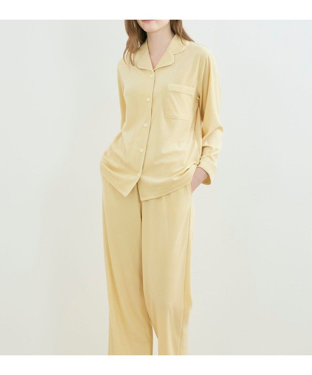 【ウンナナクール/une nana cool】のなめらかパイルパジャマ MADE WITH LIBERTY FABRIC インテリア・キッズ・メンズ・レディースファッション・服の通販 founy(ファニー) 　ファッション　Fashion　レディースファッション　Fashion for Women　なめらか　Smooth, Silky Texture　長袖　Long Sleeve, Full Sleeve　パイピング　Piping, Trim Design　パジャマ　Pajamas, Sleepwear　プリント　Print, Printed Pattern　ボトム　Bottoms, Lower Wear　ポケット　Pocket, Pocket Detail　リラックス　Relax, Relaxed Fit　おすすめ　Recommended / Our Picks　イエロー|ID: prp329100004696875 ipo3291000000033918261