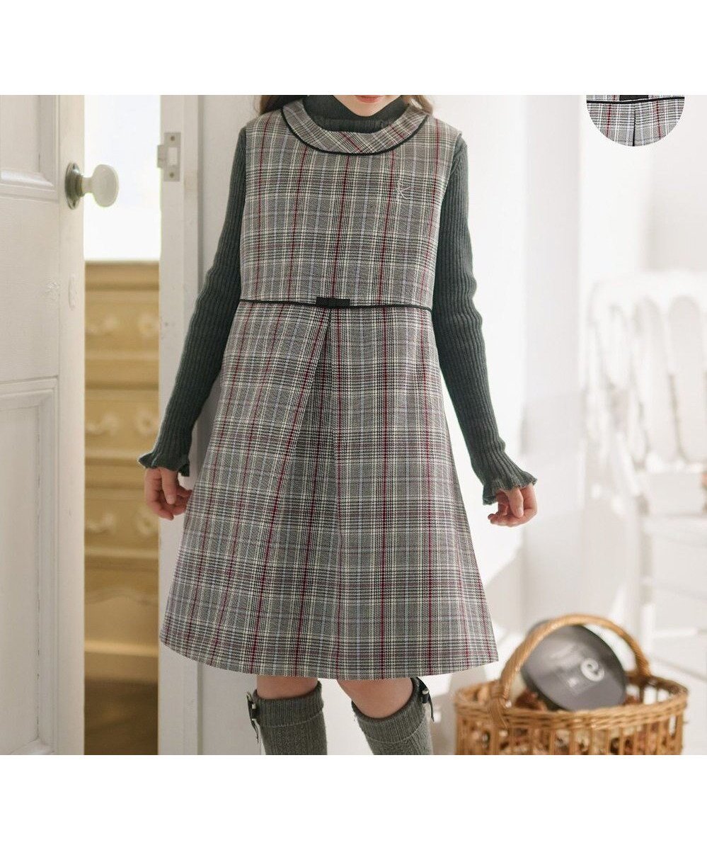 【組曲 / KIDS/KUMIKYOKU】の【110-140㎝】グレンチェック ジャンスカ 人気、トレンドファッション・服の通販 founy(ファニー) 　ファッション　Fashion　キッズファッション　Fashion for Kids　ワンピース　Dresses　インナー　Innerwear　クラシカル　Classical, Vintage-Inspired　グレンチェック　Glen Check, Glen Plaid　チェック　Check, Plaid, Tartan　モノトーン　Monotone, Black and White　リボン　Ribbon, Bow　エレガント 上品　Elegant　A/W・秋冬　Autumn/Winter　 other-1|ID: prp329100004696896 ipo3291000000033985705