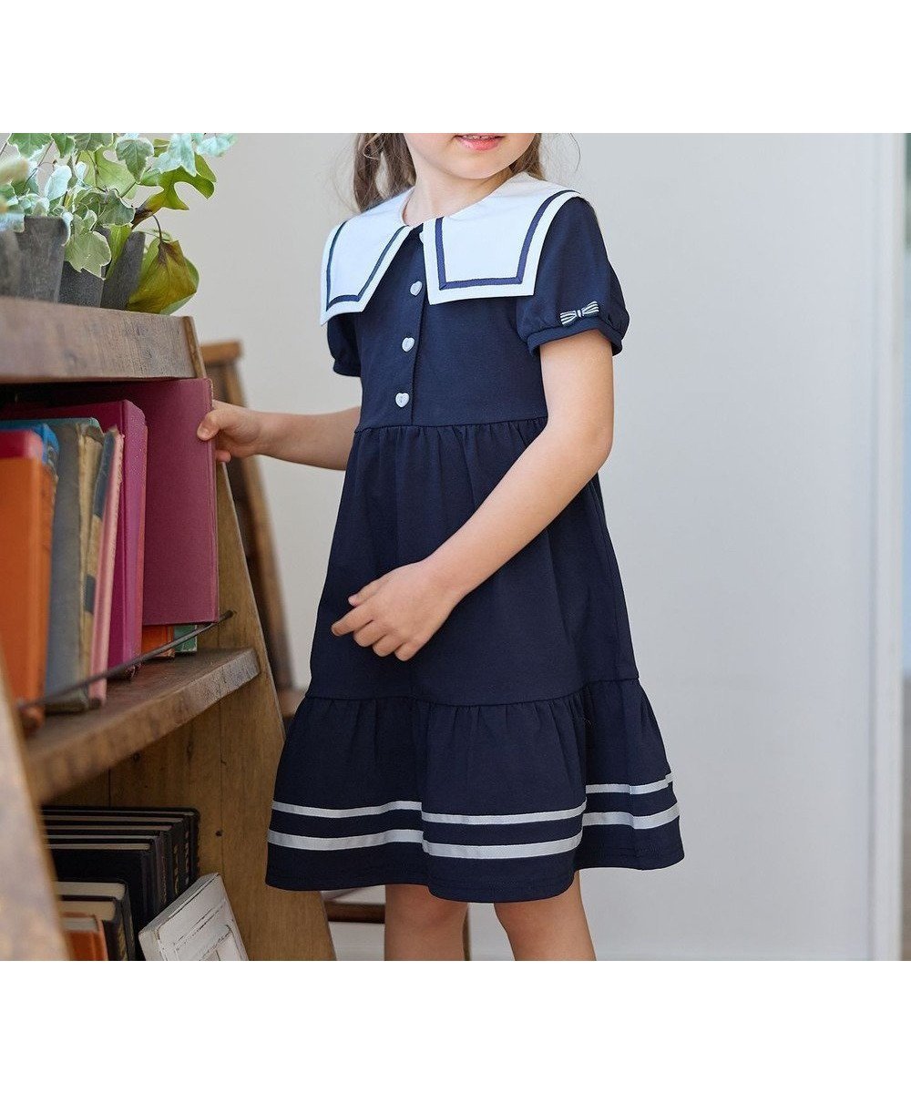 【エニィ/ANY / KIDS】のセーラーカラー ワンピース インテリア・キッズ・メンズ・レディースファッション・服の通販 founy(ファニー) ファッション Fashion キッズファッション Fashion for Kids ワンピース Dresses ポケット Pocket, Pocket Detail リボン Ribbon, Bow 半袖 Short Sleeve, Half Sleeve 夏 Summer 春 Spring S/S・春夏 SS, Spring/Summer, Warm Season 楽ちん Easy Fit, Comfortable ネイビー|ID: prp329100004696910 ipo3291000000034242457