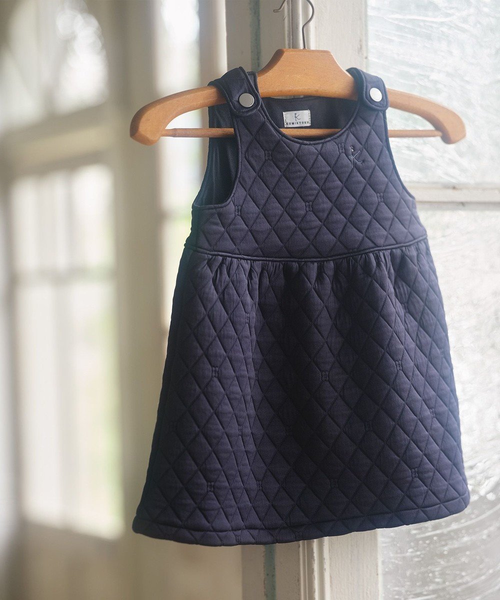 【組曲 / KIDS/KUMIKYOKU】の【80-100cm】キルトジャガード ジャンスカ インテリア・キッズ・メンズ・レディースファッション・服の通販 founy(ファニー) ファッション Fashion キッズファッション Fashion for Kids ワンピース Dresses キルト Quilt, Quilted Fabric ドット Polka Dot, Dot Pattern A/W・秋冬 Autumn/Winter ネイビー系|ID: prp329100004696919 ipo3291000000034220537