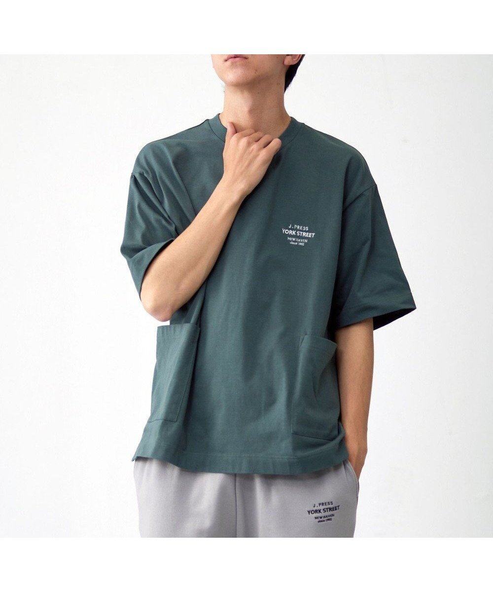 【ジェイプレスヨークストリート/J.PRESS YORK STREET】の【UNISEX】ワンポイント腰ポケットTシャツ インテリア・キッズ・メンズ・レディースファッション・服の通販 founy(ファニー) ファッション Fashion レディースファッション Fashion for Women トップス・カットソー Cut & Sew Tops シャツ・ブラウス・オフィスカジュアル Elegant Blouses & Button-Ups ロングTシャツ・Tシャツ Longline T-Shirts & Tees カットソー・ベーシックTシャツ Cut-and-Sewn Tops / Stretch Tees & Basics ユニセックス Unisex, Genderless カットソー Cut and Sewn Top ポケット Pocket, Pocket Detail ワンポイント One Point, Statement Accent 夏 Summer 春 Spring S/S・春夏 SS, Spring/Summer, Warm Season スモーキーグリーン系|ID: prp329100004696985 ipo3291000000034203298