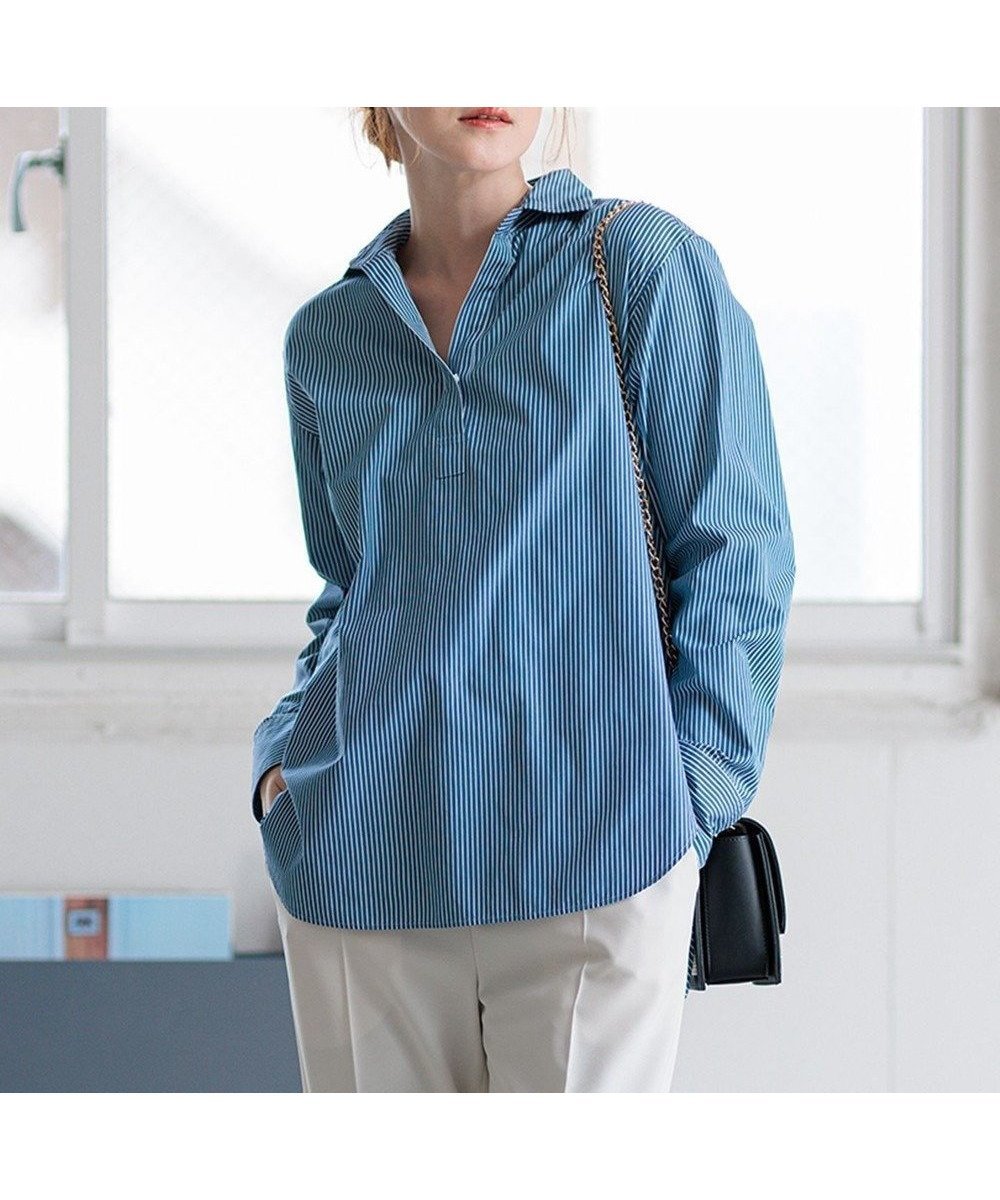 【23区/NIJYUSANKU】の【Oggi4月号掲載/洗える】CANCLINI スキッパー シャツ 人気、トレンドファッション・服の通販 founy(ファニー) 　雑誌掲載アイテム　Magazine Picks & Fashion Features　ファッション雑誌　Fashion Magazines　オッジ　Oggi　ファッション　Fashion　レディースファッション　Fashion for Women　トップス・カットソー　Cut & Sew Tops　シャツ・ブラウス・オフィスカジュアル　Elegant Blouses & Button-Ups　イタリア　Italy　エレガント 上品　Elegant　春　Spring　洗える　Machine Washable　クラシック　Classic, Timeless Style　クロップド　Cropped, Short Length　4月号　April Issue　スキッパー　Skipper, Open Collar　ストライプ　Stripe, Striped Pattern　スリム　Slim, Slim Fit　スリーブ　Sleeve, Long Sleeve / Short Sleeve　雑誌　Magazine, Fashion Magazine　ダブル　Double, Double-Breasted　定番　Standard, Basic Item　フロント　Front, Front Design　ベーシック　Basic, Essential　ミラノ　Milano Style, Italian-Inspired　無地　Plain, Solid Color　ラベンダー　Lavender　S/S・春夏　SS, Spring/Summer, Warm Season　夏　Summer　2024年　2024　2024春夏・S/S　Spring/Summer 2024 SS24　 other-1|ID: prp329100004697043 ipo3291000000033919084