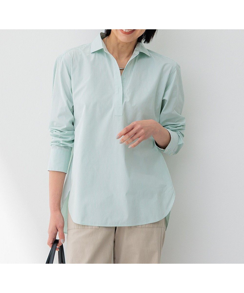 【23区/NIJYUSANKU】の【Oggi4月号掲載/洗える】CANCLINI スキッパー シャツ インテリア・キッズ・メンズ・レディースファッション・服の通販 founy(ファニー) 　雑誌掲載アイテム　Magazine Picks & Fashion Features　ファッション雑誌　Fashion Magazines　オッジ　Oggi　ファッション　Fashion　レディースファッション　Fashion for Women　トップス・カットソー　Cut & Sew Tops　シャツ・ブラウス・オフィスカジュアル　Elegant Blouses & Button-Ups　イタリア　Italy　エレガント 上品　Elegant　春　Spring　洗える　Machine Washable　クラシック　Classic, Timeless Style　クロップド　Cropped, Short Length　4月号　April Issue　スキッパー　Skipper, Open Collar　ストライプ　Stripe, Striped Pattern　スリム　Slim, Slim Fit　スリーブ　Sleeve, Long Sleeve / Short Sleeve　雑誌　Magazine, Fashion Magazine　ダブル　Double, Double-Breasted　定番　Standard, Basic Item　フロント　Front, Front Design　ベーシック　Basic, Essential　ミラノ　Milano Style, Italian-Inspired　無地　Plain, Solid Color　ラベンダー　Lavender　S/S・春夏　SS, Spring/Summer, Warm Season　夏　Summer　2024年　2024　2024春夏・S/S　Spring/Summer 2024 SS24　[WEB限定]ミントストライプ|ID: prp329100004697043 ipo3291000000033919090