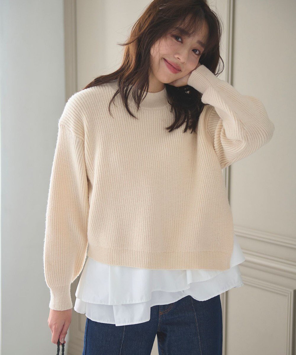 【フェルゥ/Feroux】の【洗える】ラッフルレイヤード ニット インテリア・キッズ・メンズ・レディースファッション・服の通販 founy(ファニー) ファッション Fashion レディースファッション Fashion for Women トップス・カットソー Cut & Sew Tops ニット Knit Tops & Sweaters おすすめ Recommended / Our Picks ショート Short, Short Length スリット Slit, Slit Detail セーター Sweater, Knitwear フリル Frill, Ruffle マーメイド Mermaid, Fishtail Silhouette 洗える Machine Washable A/W・秋冬 Autumn/Winter アイボリー系|ID: prp329100004697048 ipo3291000000034757922