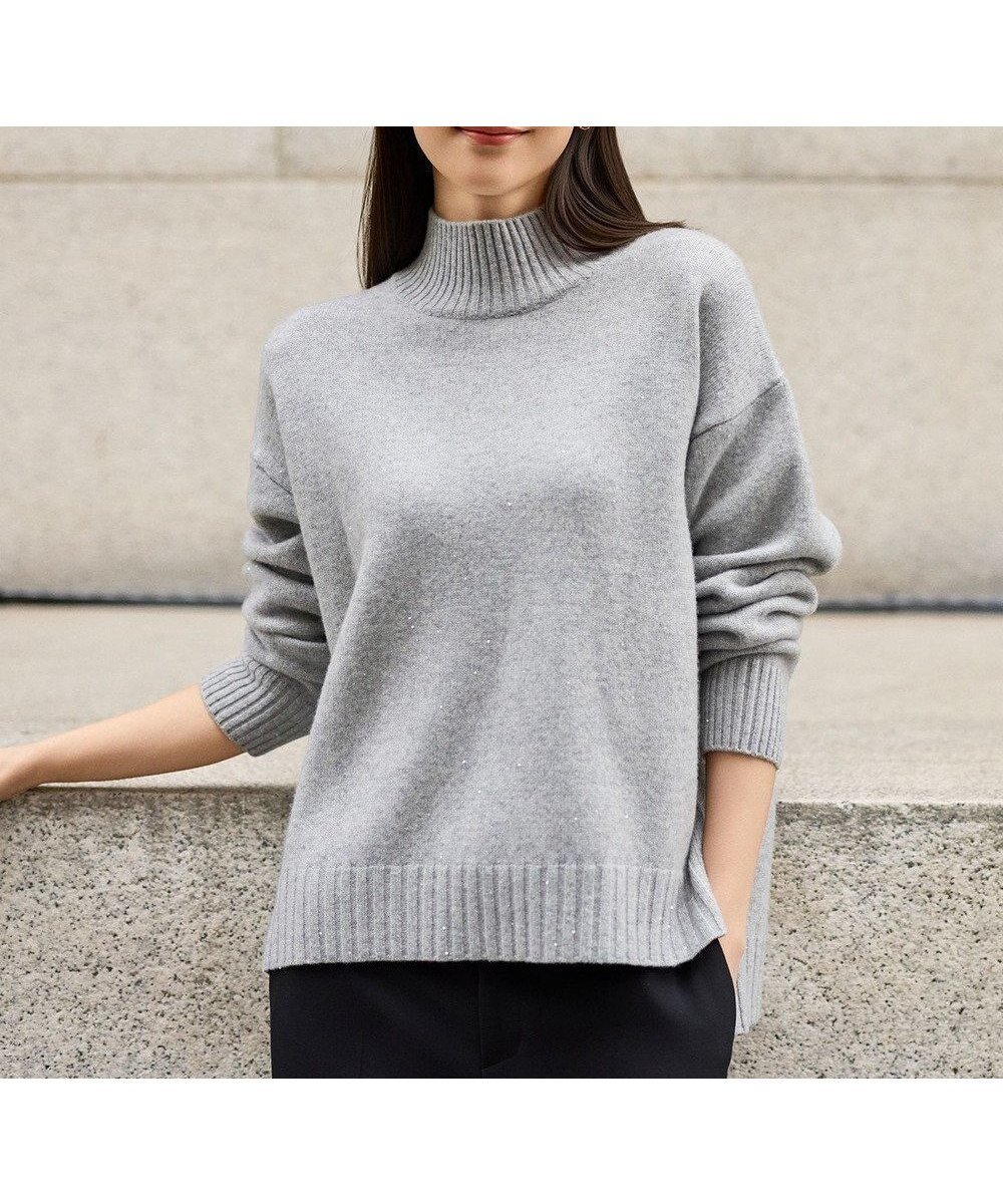 【自由区/JIYU-KU】のウールカシミヤブレンドスパンコールハイネック ニット インテリア・キッズ・メンズ・レディースファッション・服の通販 founy(ファニー) ファッション Fashion レディースファッション Fashion for Women トップス・カットソー Cut & Sew Tops ニット Knit Tops & Sweaters スパンコール Sequins, Sequin Embellishment スリット Slit, Slit Detail セーター Sweater, Knitwear ハイネック High Neck, Mock Neck バランス Balance, Style Balance エレガント 上品 Elegant 定番 Standard, Basic Item A/W・秋冬 Autumn/Winter 軽量 Lightweight, Ultra Light グレー|ID: prp329100004697059 ipo3291000000034475383