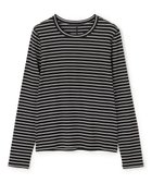 【アンフィーロ 自由区/UNFILO】のコットンカシミヤ クルーネックカットソー 人気、トレンドファッション・服の通販 founy(ファニー) ファッション Fashion レディースファッション Fashion for Women トップス・カットソー Cut & Sew Tops シャツ・ブラウス・オフィスカジュアル Elegant Blouses & Button-Ups ロングTシャツ・Tシャツ Longline T-Shirts & Tees カットソー・ベーシックTシャツ Cut-and-Sewn Tops / Stretch Tees & Basics 春 Spring カットソー Cut and Sewn Top コンパクト Compact, Small Size 抗菌 Antibacterial, Bacteria-Resistant ストレッチ Stretch, Stretchy Fabric テレコ Ribbed, Rib Stitch バランス Balance, Style Balance フィット Fit, Slim Fit ベーシック Basic, Essential A/W・秋冬 Autumn/Winter エレガント 上品 Elegant thumbnail ボーダー(ブラック×エクリュ)|ID: prp329100004697079 ipo3291000000034007425