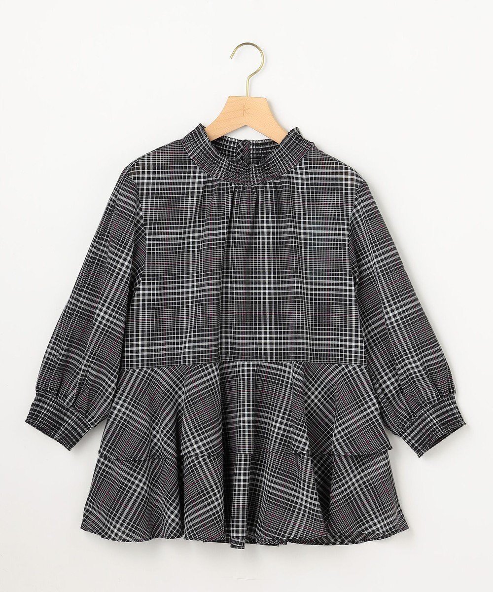 【組曲/KUMIKYOKU】のライトトロピカルティアード ブラウス 人気、トレンドファッション・服の通販 founy(ファニー) 　ファッション　Fashion　レディースファッション　Fashion for Women　トップス・カットソー　Cut & Sew Tops　シャツ・ブラウス・オフィスカジュアル　Elegant Blouses & Button-Ups　カフス　Cuff Design　クロップド　Cropped, Short Length　シアー　Sheer, See-Through　チェック　Check, Plaid, Tartan　チュニック　Tunic, Long Top　ハイネック　High Neck, Mock Neck　バランス　Balance, Style Balance　フリル　Frill, Ruffle　フレア　Flare, Flared　A/W・秋冬　Autumn/Winter　新作・新入荷　New Arrivals / New In　おすすめ　Recommended / Our Picks　 other-1|ID: prp329100004697084 ipo3291000000033919225