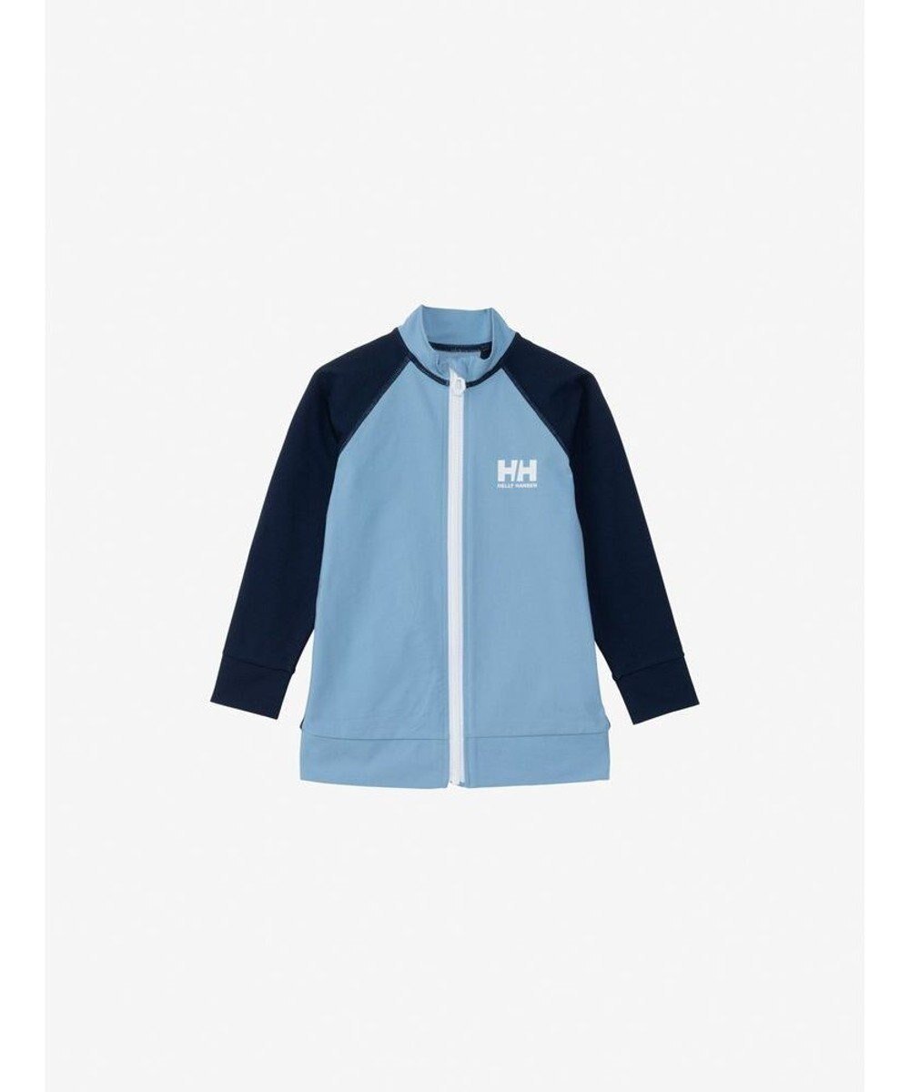【ヘリーハンセン/HELLY HANSEN / KIDS】の【キッズ・UVカット・耐海水・耐塩素】ロングスリーブ HHフルジップラッシュガード インテリア・キッズ・メンズ・レディースファッション・服の通販 founy(ファニー) 　ファッション　Fashion　キッズファッション　Fashion for Kids　春　Spring　ジャケット　Jacket, Outerwear　スリーブ　Sleeve, Long Sleeve / Short Sleeve　なめらか　Smooth, Silky Texture　パターン　Pattern, Design Print　フィット　Fit, Slim Fit　フロント　Front, Front Design　水着　Swimsuit, Swimwear　ルーズ　Loose, Oversized　ロング　Long, Long-Length　S/S・春夏　SS, Spring/Summer, Warm Season　夏　Summer　ペールブルー×オーシャンネイビー|ID: prp329100004698456 ipo3291000000033927849