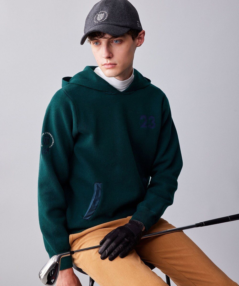 【23区 ゴルフ/23区GOLF / MEN】の【MEN】ダブルフェイスフーディー インテリア・キッズ・メンズ・レディースファッション・服の通販 founy(ファニー) 　ファッション　Fashion　メンズファッション　Fashion for Men　トップス・カットソー　Cut & Sew Tops　パーカー・フーディー / カジュアルコーデ　Hoodies & Parkas　グラフィック　Graphic, Graphic Design　トレーナー　Sweatshirt, Trainer　パーカー　Hoodie, Parka　ポケット　Pocket, Pocket Detail　モチーフ　Motif, Design Theme　冬　Winter / This Winter　秋　Autumn　A/W・秋冬　Autumn/Winter　ダークグリーン系|ID: prp329100004698465 ipo3291000000033927884