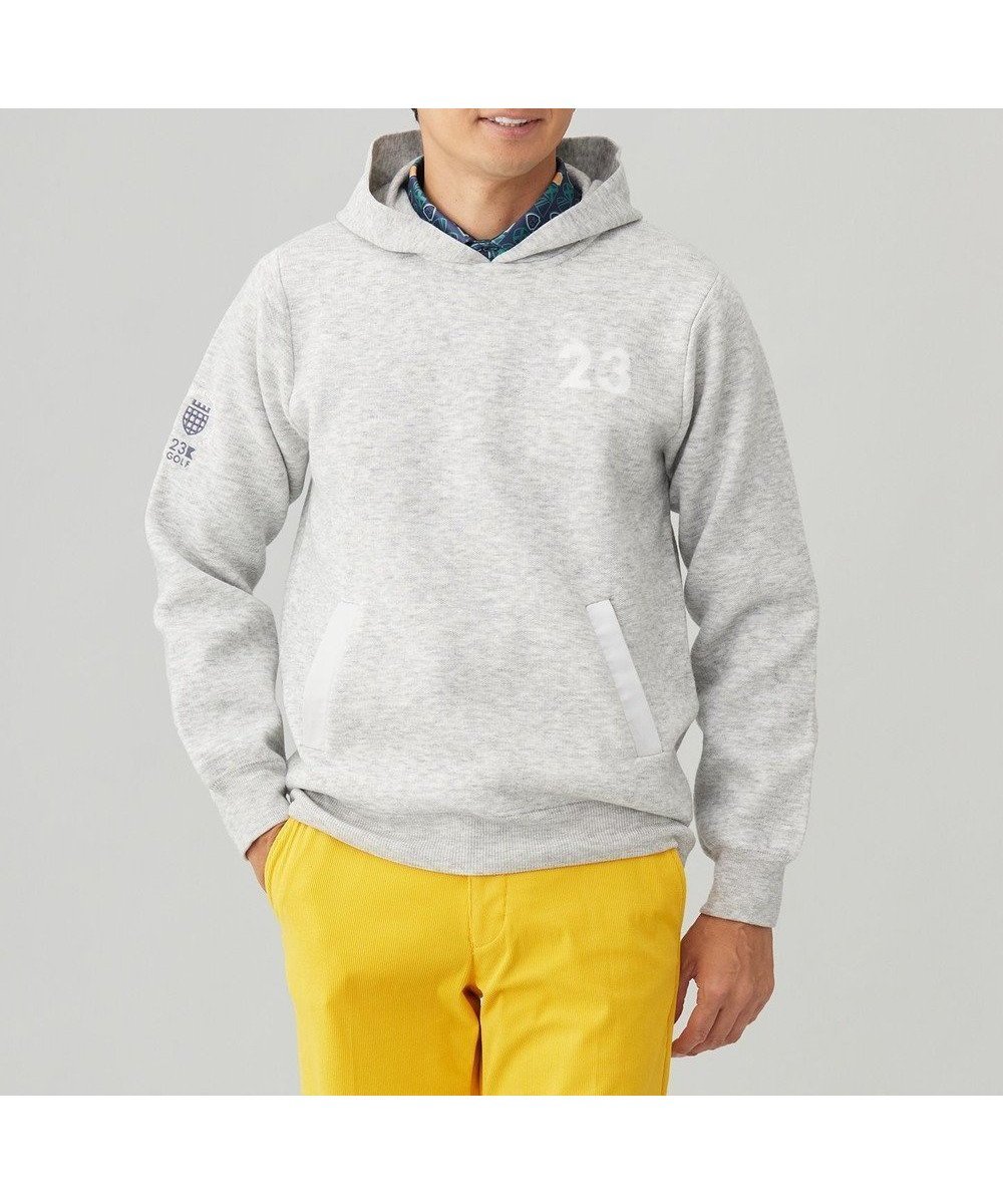 【23区 ゴルフ/23区GOLF / MEN】の【MEN】ダブルフェイスフーディー インテリア・キッズ・メンズ・レディースファッション・服の通販 founy(ファニー) 　ファッション　Fashion　メンズファッション　Fashion for Men　トップス・カットソー　Cut & Sew Tops　パーカー・フーディー / カジュアルコーデ　Hoodies & Parkas　グラフィック　Graphic, Graphic Design　トレーナー　Sweatshirt, Trainer　パーカー　Hoodie, Parka　ポケット　Pocket, Pocket Detail　モチーフ　Motif, Design Theme　冬　Winter / This Winter　秋　Autumn　A/W・秋冬　Autumn/Winter　ライトグレー系|ID: prp329100004698465 ipo3291000000034544675