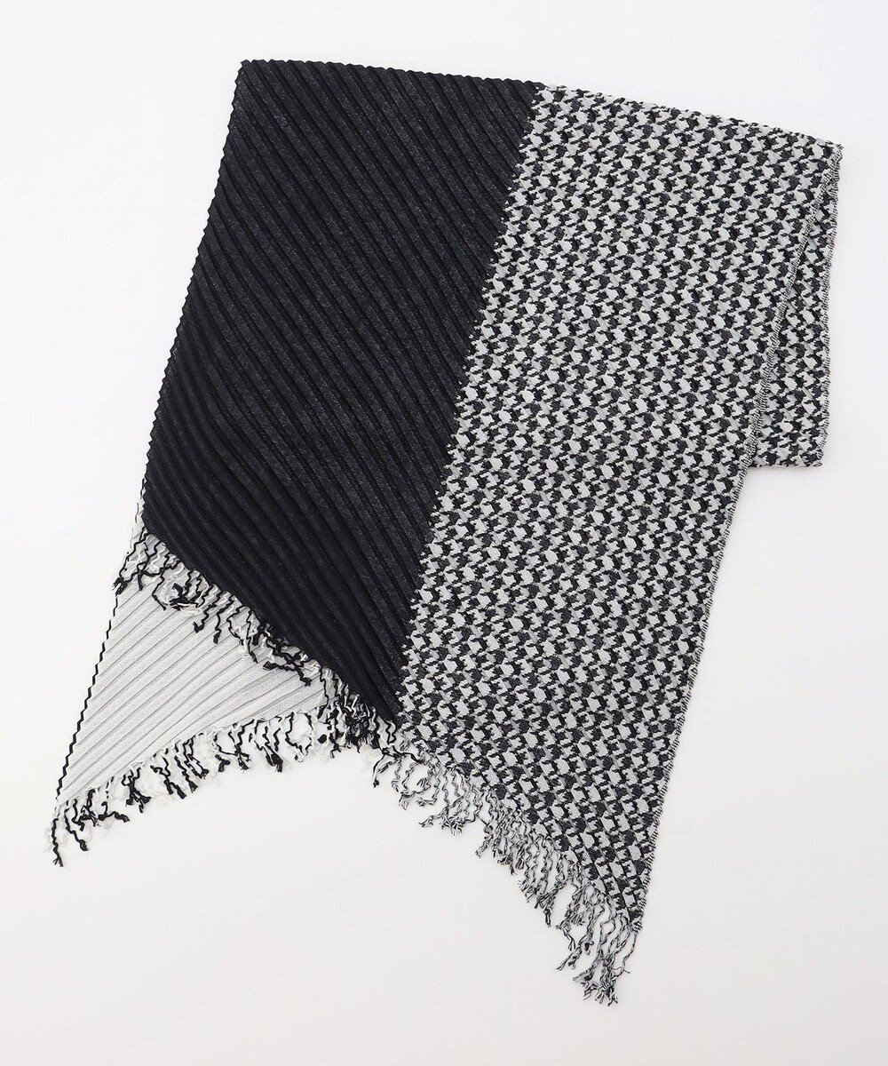 【ジョゼフ オム/JOSEPH HOMME / MEN】の新色【上質素材】シルクカシミヤ 千鳥パターンプリーツ インテリア・キッズ・メンズ・レディースファッション・服の通販 founy(ファニー) 　ファッション　Fashion　メンズファッション　Fashion for Men　シルク　Silk, 100% Silk　ストール　Stole, Wrap　スヌード　Snood, Infinity Scarf　パターン　Pattern, Design Print　プリーツ　Pleats, Pleated　マフラー　Scarf, Muffler　ミックス　Mix, Mixed Style　エレガント 上品　Elegant　切替　Switching, Contrast Panel　A/W・秋冬　Autumn/Winter　ブラック系|ID: prp329100004698493 ipo3291000000033927996