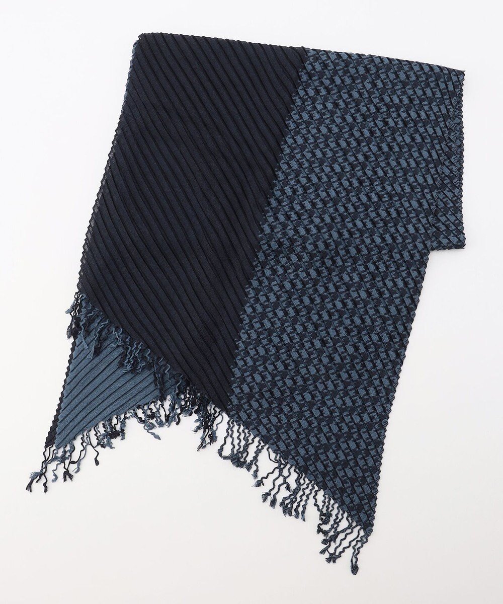【ジョゼフ オム/JOSEPH HOMME / MEN】の新色【上質素材】シルクカシミヤ 千鳥パターンプリーツ インテリア・キッズ・メンズ・レディースファッション・服の通販 founy(ファニー) 　ファッション　Fashion　メンズファッション　Fashion for Men　シルク　Silk, 100% Silk　ストール　Stole, Wrap　スヌード　Snood, Infinity Scarf　パターン　Pattern, Design Print　プリーツ　Pleats, Pleated　マフラー　Scarf, Muffler　ミックス　Mix, Mixed Style　エレガント 上品　Elegant　切替　Switching, Contrast Panel　A/W・秋冬　Autumn/Winter　ダルブルー系|ID: prp329100004698493 ipo3291000000033927997
