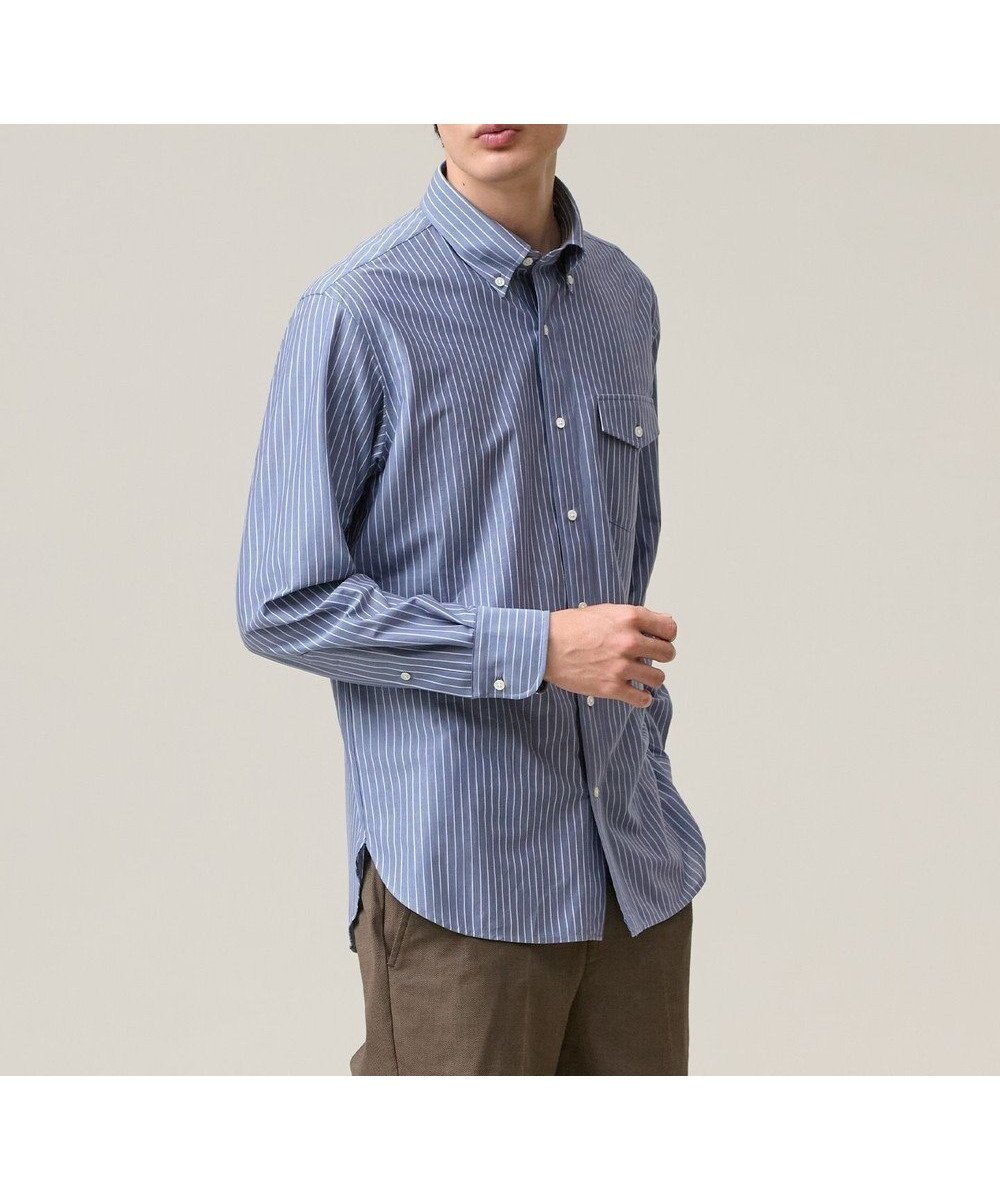 【ジェイ プレス/J.PRESS / MEN】の【KANEMASA JERSEY】ストライプボタンダウン シャツ インテリア・キッズ・メンズ・レディースファッション・服の通販 founy(ファニー) 　ファッション　Fashion　メンズファッション　Fashion for Men　トップス・カットソー　Cut & Sew Tops　メンズシャツ　Shirts　クラシック　Classic, Timeless Style　ストライプ　Stripe, Striped Pattern　ストレッチ　Stretch, Stretchy Fabric　ドレス　Dress, One-Piece　フィット　Fit, Slim Fit　ベーシック　Basic, Essential　エレガント 上品　Elegant　夏　Summer　S/S・春夏　SS, Spring/Summer, Warm Season　A/W・秋冬　Autumn/Winter　ダルブルー系1|ID: prp329100004698499 ipo3291000000034230146