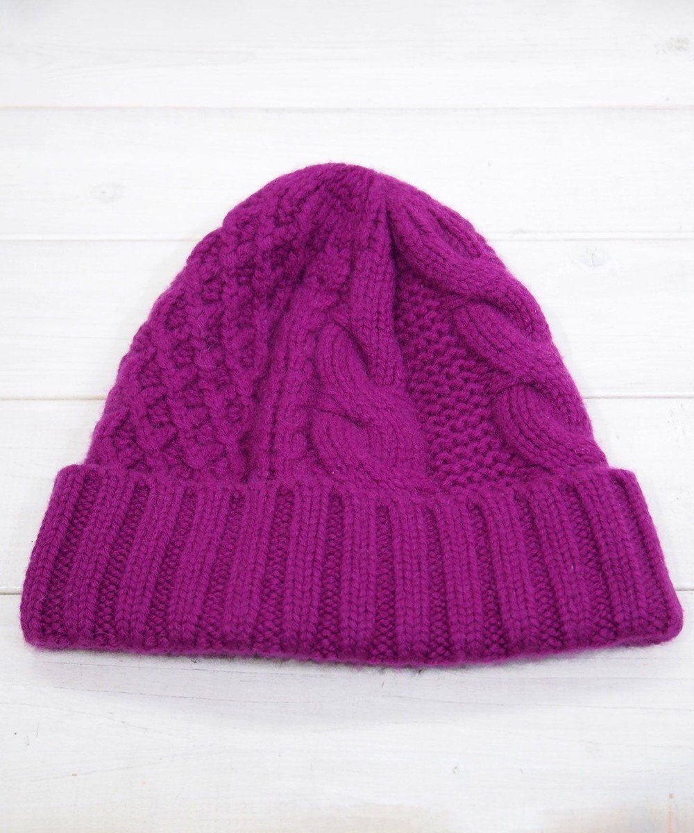 【石田製帽/ISHIDASEIBOU】の〈新色追加!〉カシミヤニット アラン編みワッチN ニット帽 インテリア・キッズ・メンズ・レディースファッション・服の通販 founy(ファニー) 　ファッション　Fashion　レディースファッション　Fashion for Women　トップス・カットソー　Cut & Sew Tops　ニット　Knit Tops & Sweaters　キャップ&ハット　Hats & Caps　キャップ　Cap, Baseball Cap　シンプル　Simple, Minimal　フォルム　Silhouette, Form　ベーシック　Basic, Essential　帽子　Hat, Headwear　バイオレット|ID: prp329100004698561 ipo3291000000034231652