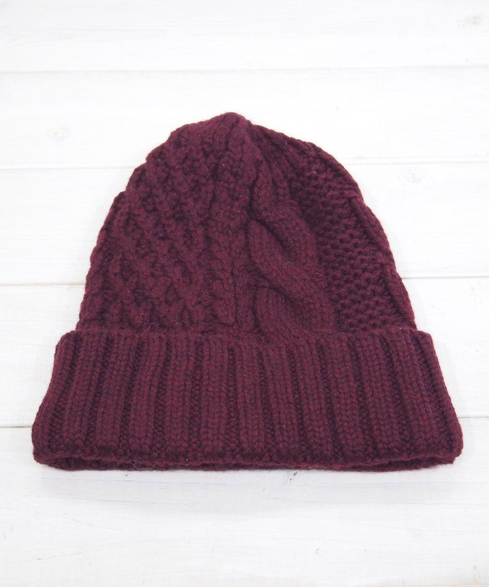 【石田製帽/ISHIDASEIBOU】の〈新色追加!〉カシミヤニット アラン編みワッチN ニット帽 インテリア・キッズ・メンズ・レディースファッション・服の通販 founy(ファニー) 　ファッション　Fashion　レディースファッション　Fashion for Women　トップス・カットソー　Cut & Sew Tops　ニット　Knit Tops & Sweaters　キャップ&ハット　Hats & Caps　キャップ　Cap, Baseball Cap　シンプル　Simple, Minimal　フォルム　Silhouette, Form　ベーシック　Basic, Essential　帽子　Hat, Headwear　ボルドー|ID: prp329100004698561 ipo3291000000034231655