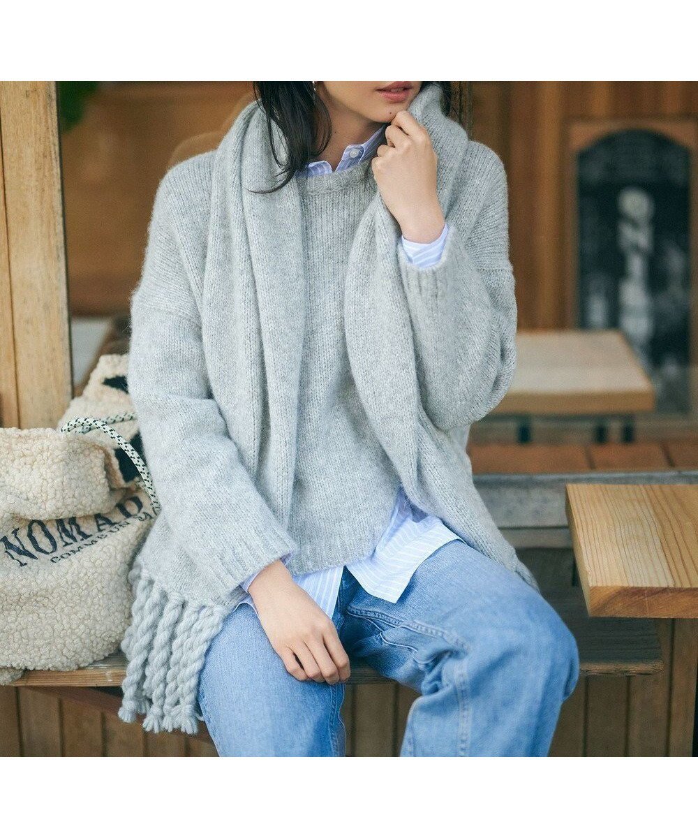 【23区/NIJYUSANKU】の【滝沢眞規子さん着用】ベビーアルパカ クロップド ニット インテリア・キッズ・メンズ・レディースファッション・服の通販 founy(ファニー) 　ファッションモデル・俳優・女優　Models　女性　Women　滝沢眞規子　Takizawa Makiko　ファッション　Fashion　レディースファッション　Fashion for Women　トップス・カットソー　Cut & Sew Tops　ニット　Knit Tops & Sweaters　インナー　Innerwear　クロップド　Cropped, Short Length　スリット　Slit, Slit Detail　セーター　Sweater, Knitwear　バランス　Balance, Style Balance　ビッグ　Big, Oversized　ベビー　Baby, Babywear　ベーシック　Basic, Essential　ワイド　Wide, Wide Fit　A/W・秋冬　Autumn/Winter　冬　Winter / This Winter　おすすめ　Recommended / Our Picks　2023年　2023　2023-2024秋冬・A/W　Autumn/Winter 2023–24 AW23–24　ライトグレー系|ID: prp329100004698589 ipo3291000000034311381