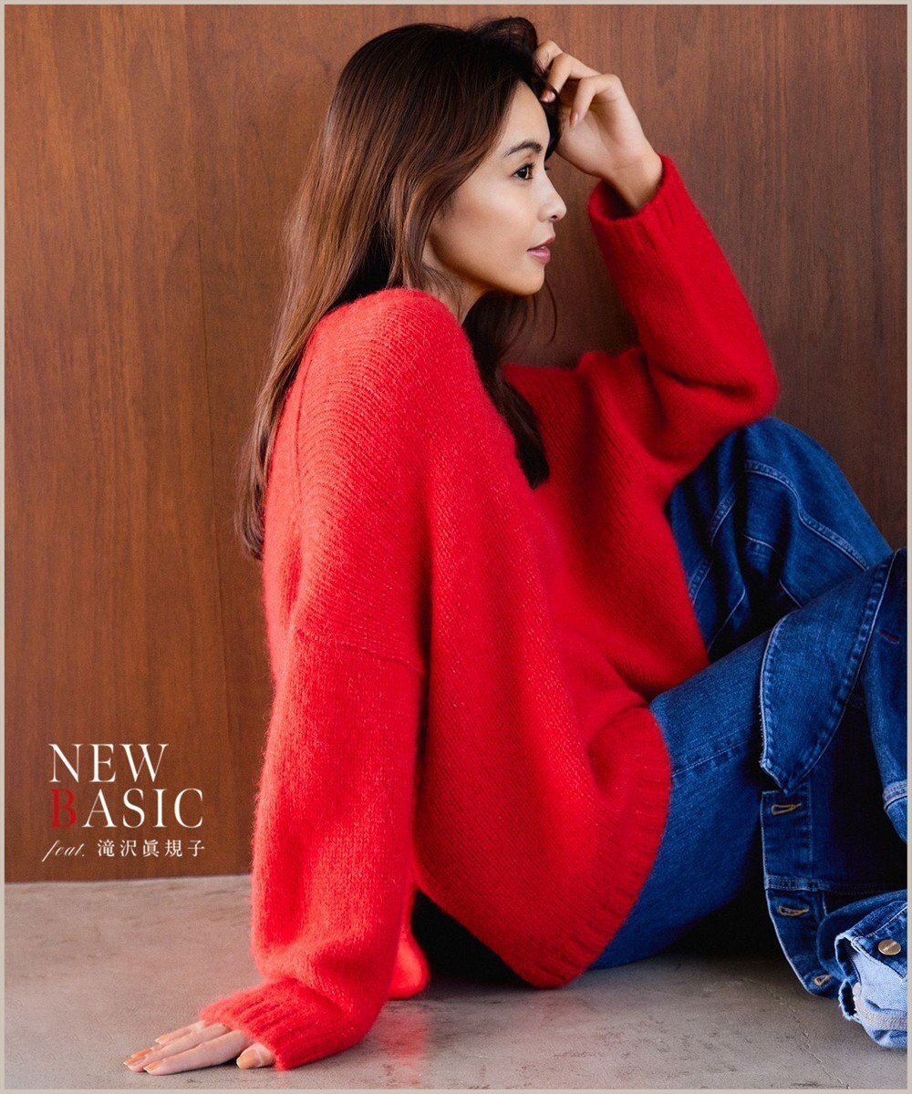 【23区/NIJYUSANKU】の【滝沢眞規子さん着用】ベビーアルパカ クロップド ニット インテリア・キッズ・メンズ・レディースファッション・服の通販 founy(ファニー) 　ファッションモデル・俳優・女優　Models　女性　Women　滝沢眞規子　Takizawa Makiko　ファッション　Fashion　レディースファッション　Fashion for Women　トップス・カットソー　Cut & Sew Tops　ニット　Knit Tops & Sweaters　インナー　Innerwear　クロップド　Cropped, Short Length　スリット　Slit, Slit Detail　セーター　Sweater, Knitwear　バランス　Balance, Style Balance　ビッグ　Big, Oversized　ベビー　Baby, Babywear　ベーシック　Basic, Essential　ワイド　Wide, Wide Fit　A/W・秋冬　Autumn/Winter　冬　Winter / This Winter　おすすめ　Recommended / Our Picks　2023年　2023　2023-2024秋冬・A/W　Autumn/Winter 2023–24 AW23–24　レッド系|ID: prp329100004698589 ipo3291000000034311388