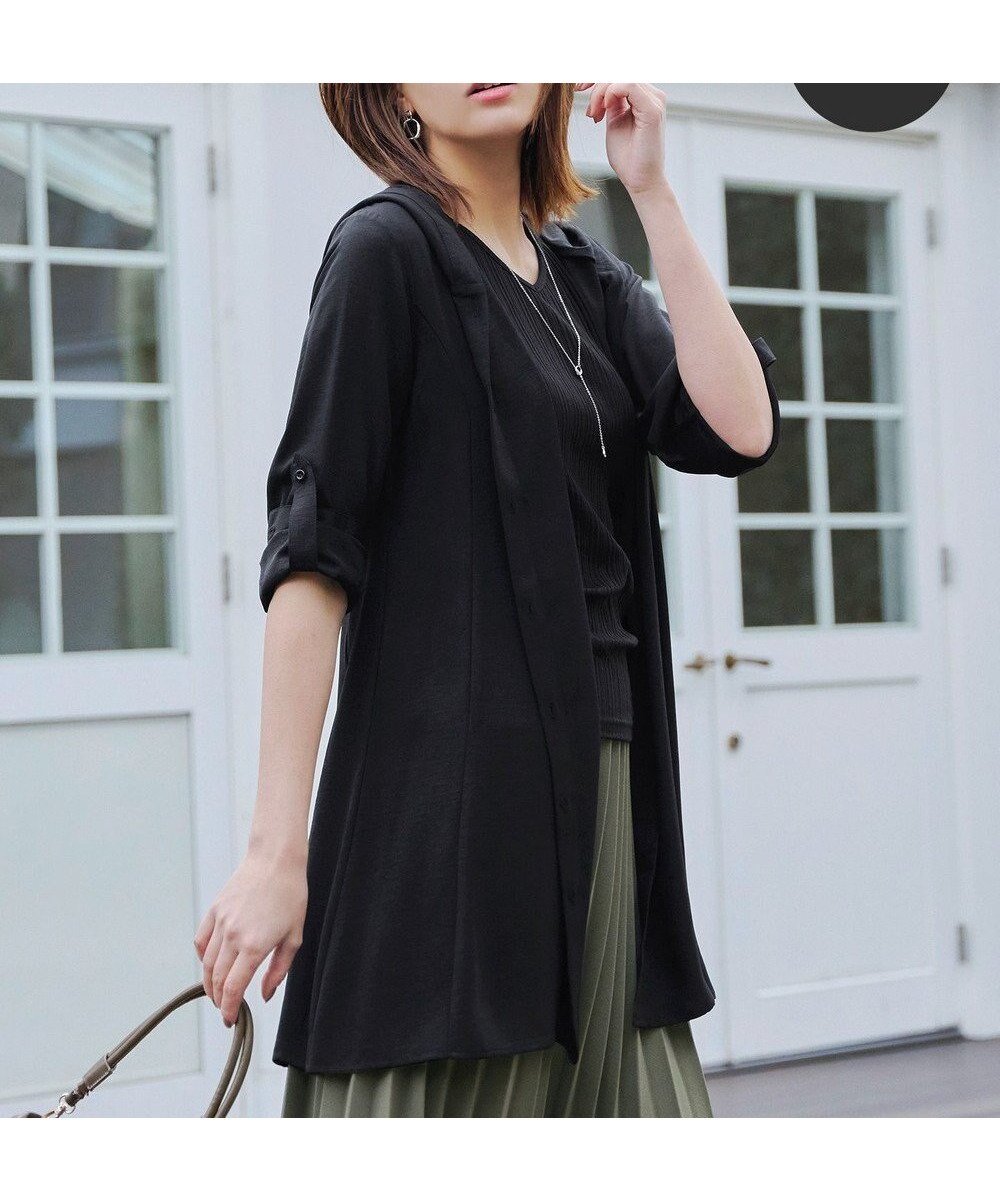 【ティアクラッセ/Tiaclasse】の麻調パーカーチュニックブラウス インテリア・キッズ・メンズ・レディースファッション・服の通販 founy(ファニー) 　ファッション　Fashion　レディースファッション　Fashion for Women　トップス・カットソー　Cut & Sew Tops　シャツ・ブラウス・オフィスカジュアル　Elegant Blouses & Button-Ups　レディースパーカー・カジュアルフーディー　Casual Hoodies & Sweatshirts　ウォッシャブル　Machine Washable　春　Spring　洗える　Machine Washable　カーディガン　Cardigan, Knitwear　シンプル　Simple, Minimal　チュニック　Tunic, Long Top　長袖　Long Sleeve, Full Sleeve　パーカー　Hoodie, Parka　フレア　Flare, Flared　ポケット　Pocket, Pocket Detail　無地　Plain, Solid Color　リネン　Linen, Linen Fabric　ロング　Long, Long-Length　ロールアップ　Roll-Up, Cuffed Hem　S/S・春夏　SS, Spring/Summer, Warm Season　再入荷　Restock / Back in Stock　夏　Summer　エレガント 上品　Elegant　新作・新入荷　New Arrivals / New In　ブラック|ID: prp329100004698591 ipo3291000000036293527