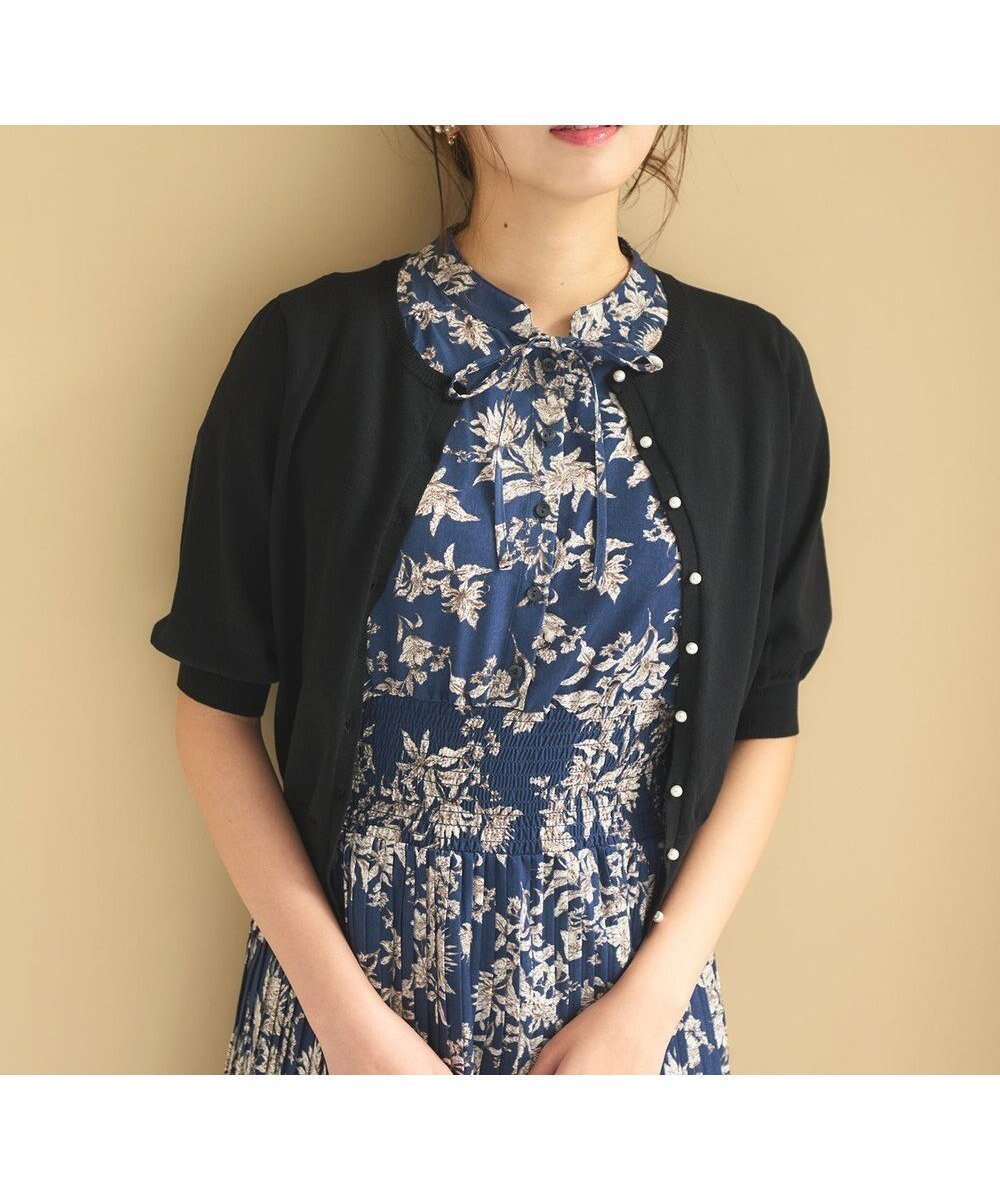 【フェルゥ/Feroux】の【接触冷感・UVカット】ハーフスリーブ カーディガン インテリア・キッズ・メンズ・レディースファッション・服の通販 founy(ファニー) ファッション Fashion レディースファッション Fashion for Women トップス・カットソー Cut & Sew Tops カーディガン・羽織り Layered Style Cardigans カーディガン Cardigan, Knitwear コンパクト Compact, Small Size シンプル Simple, Minimal スリーブ Sleeve, Long Sleeve / Short Sleeve ハーフ Half, Half-Length パール Pearl, Pearl Accent エレガント 上品 Elegant 今季 This Season, Current Season 夏 Summer 春 Spring S/S・春夏 SS, Spring/Summer, Warm Season ブラック系|ID: prp329100004698595 ipo3291000000034757511